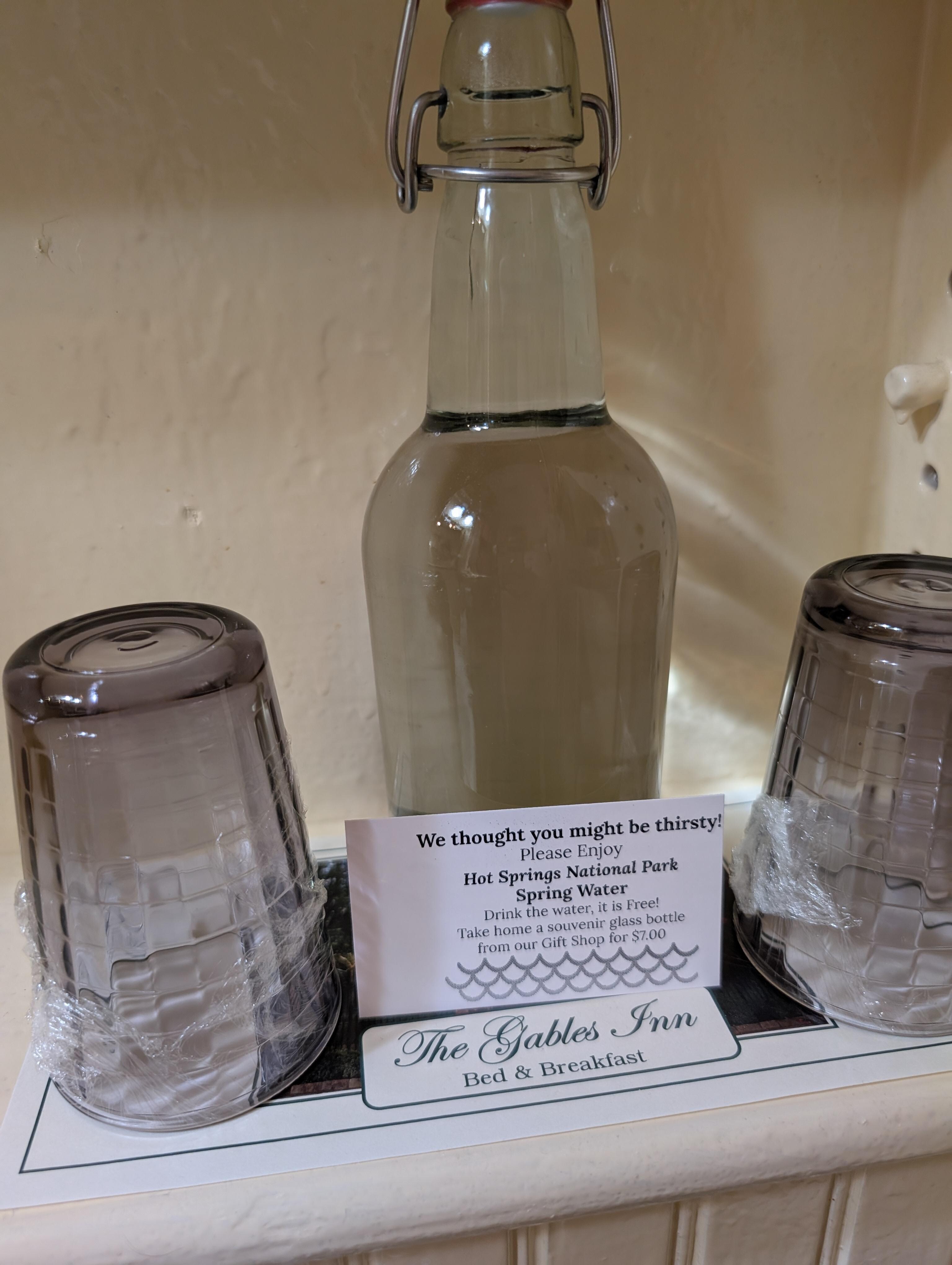 Free spring water with the room!