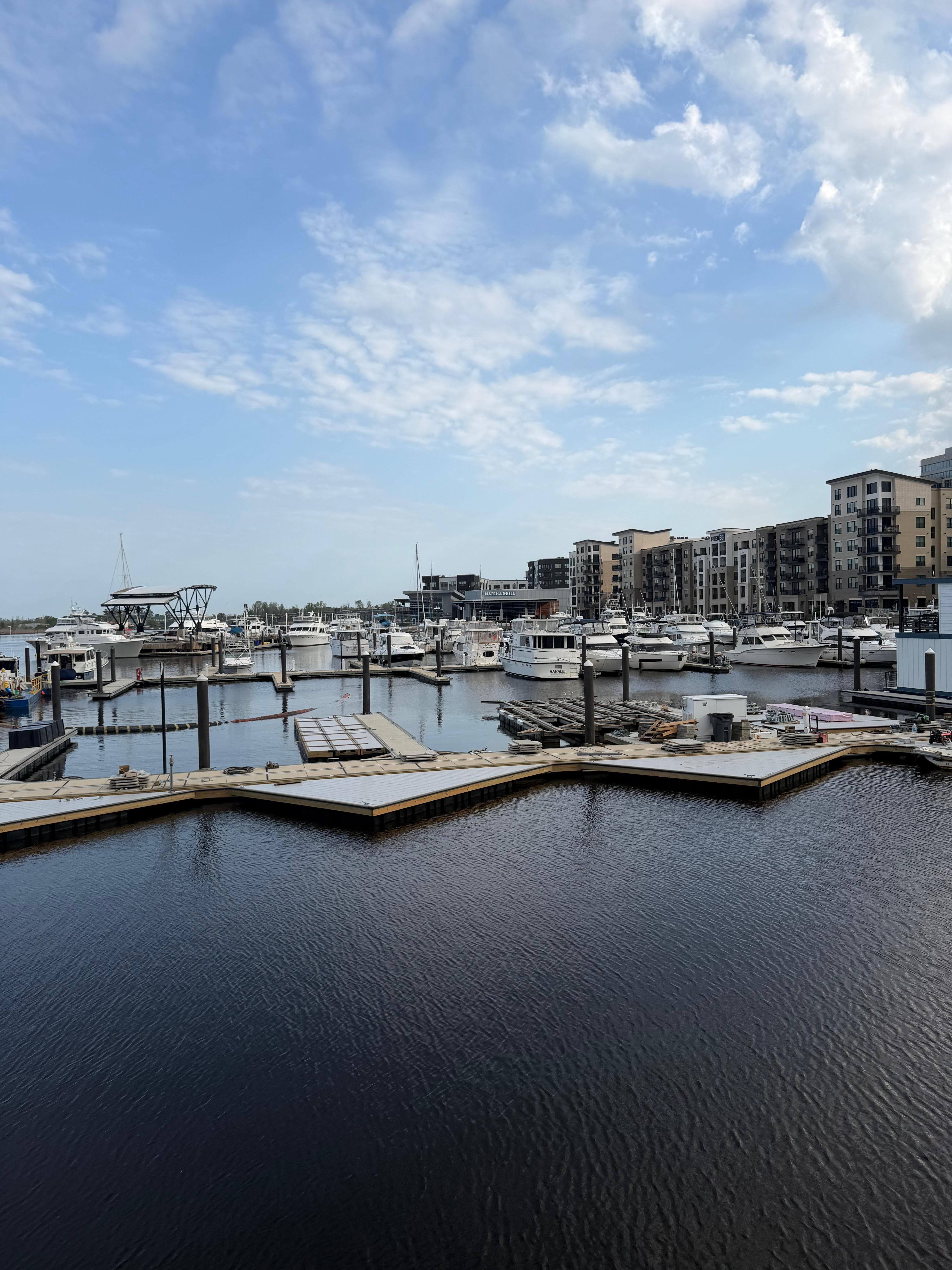 View of marina from 2nd floor balcony. More units  being built on the foreground dock.