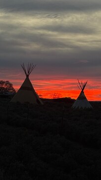 Sunset at the end of the road