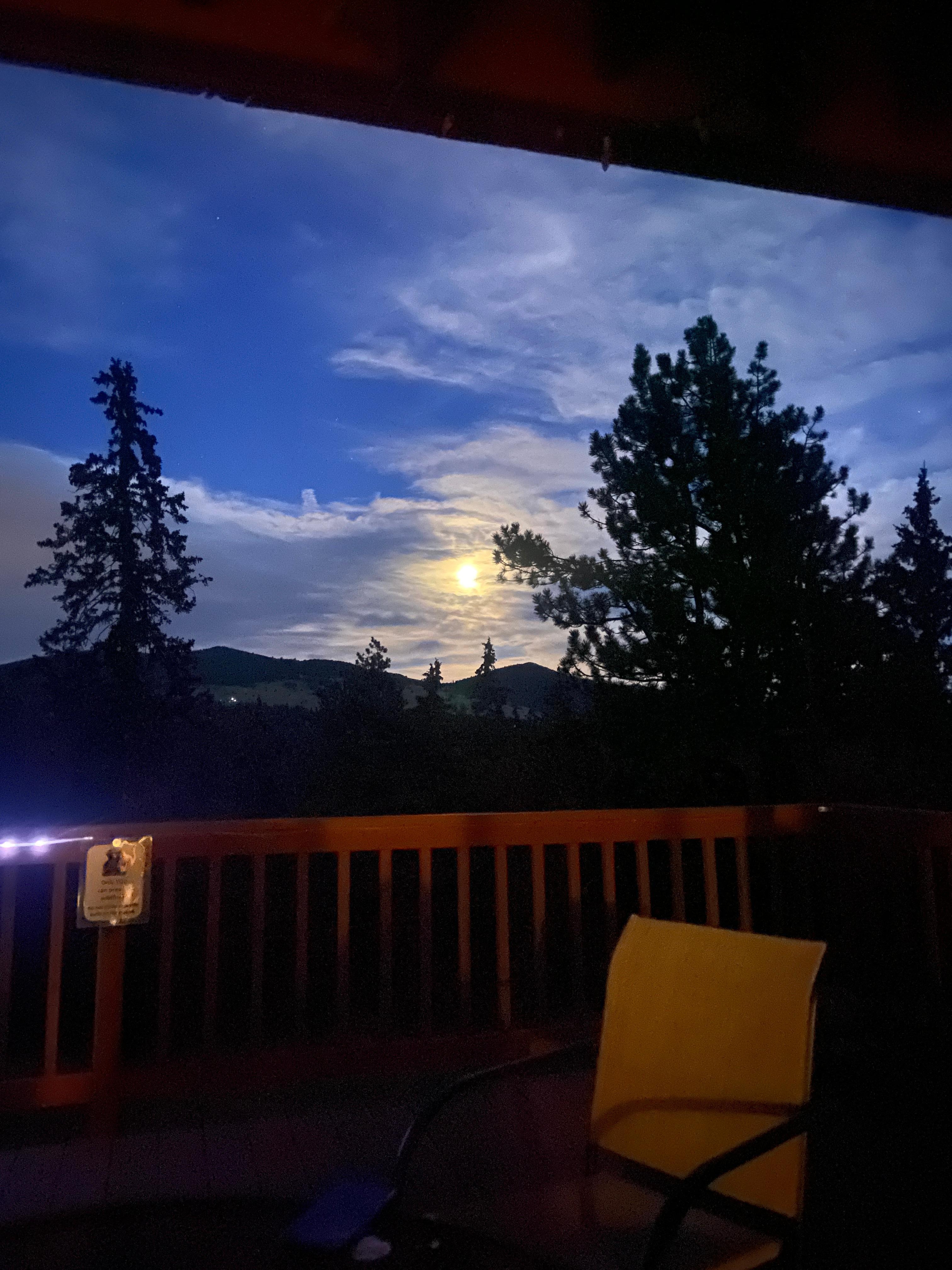 Full moon view from cabin deck on our first night.