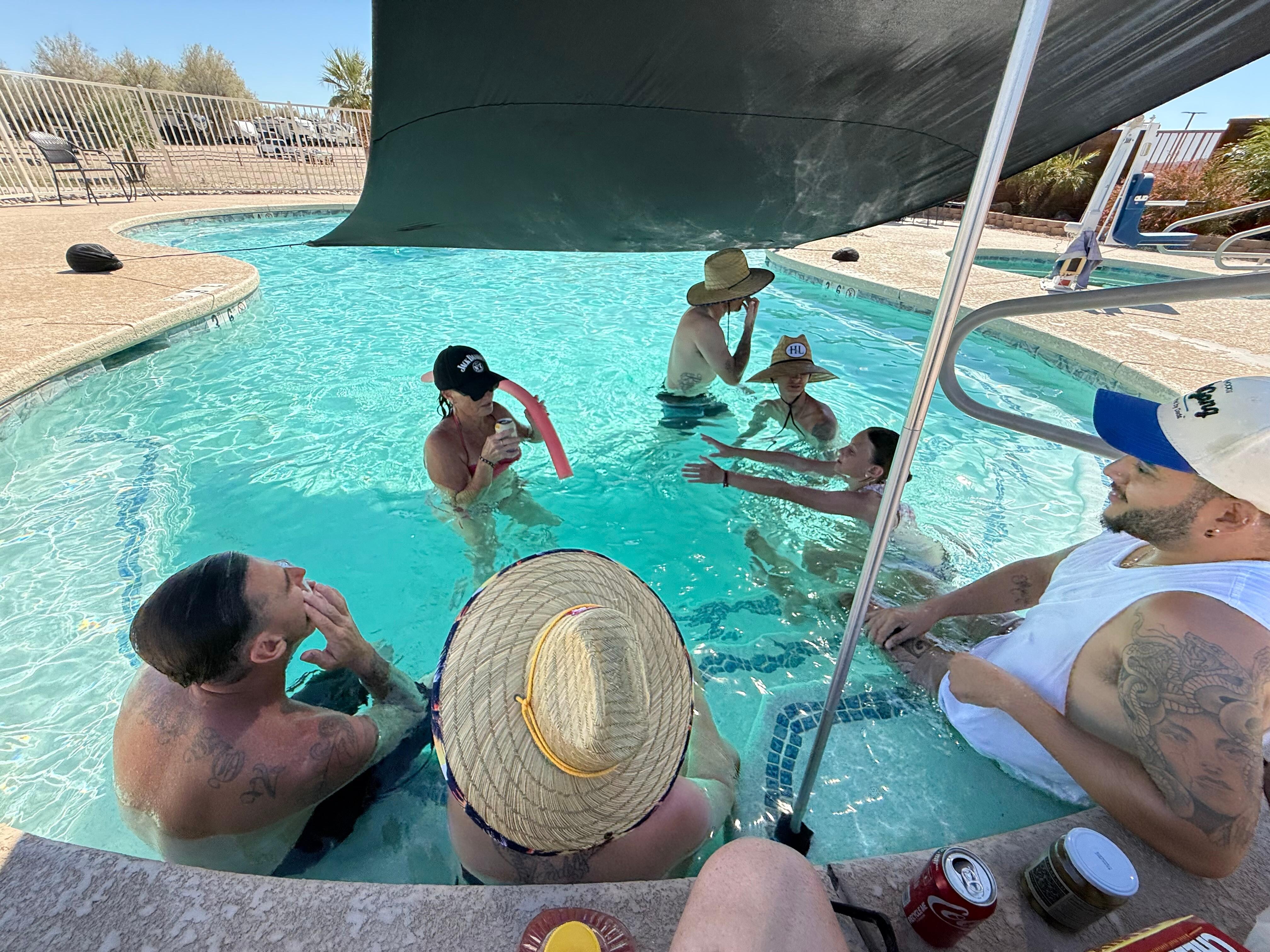 Family gathering at the pool