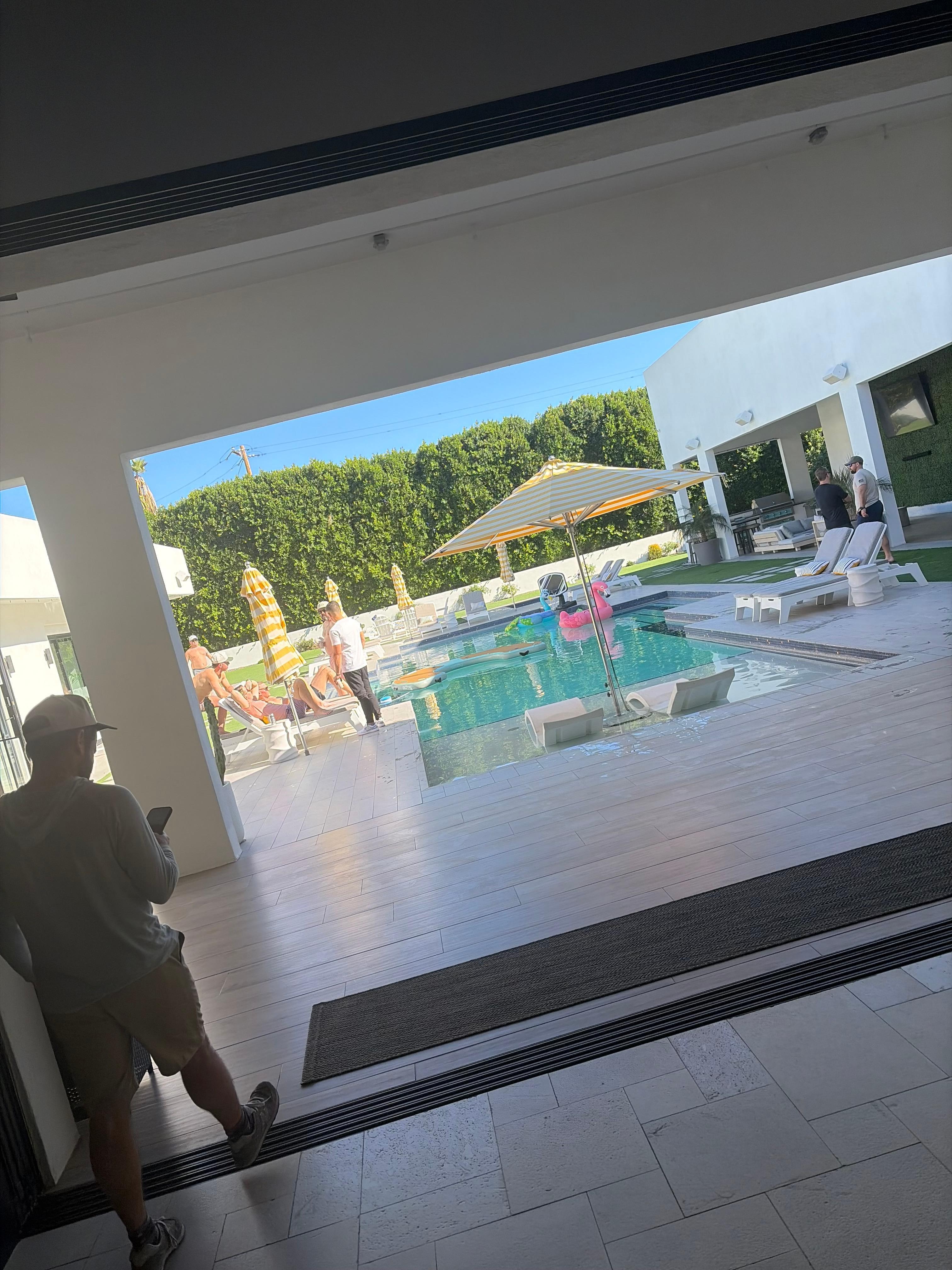 View from the living room into the pool