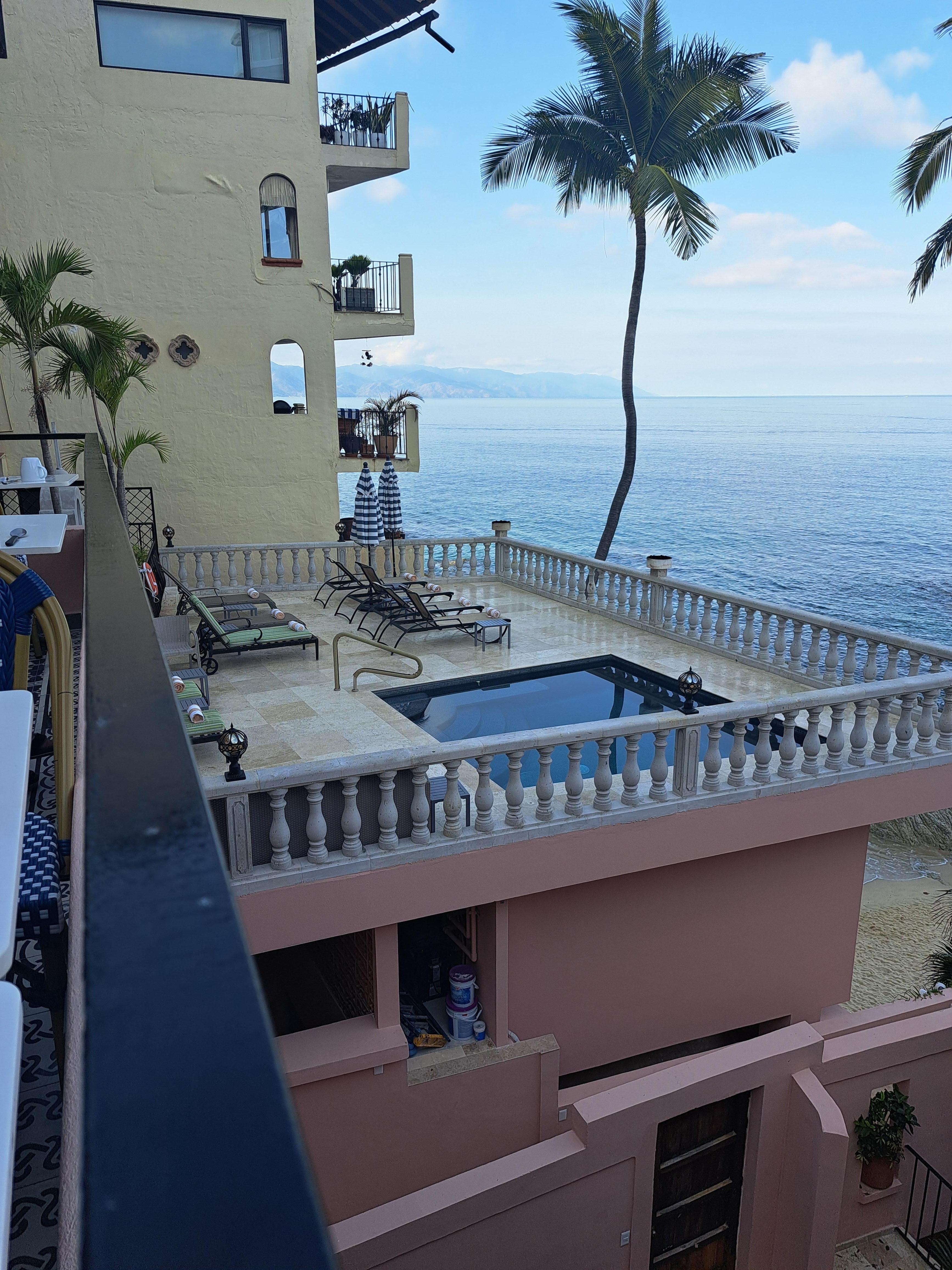 Just outside our room was a deck with a pool with beautiful fire pits blazing for lack of a better description.