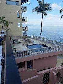 Just outside our room was a deck with a pool with beautiful fire pits blazing for lack of a better description.