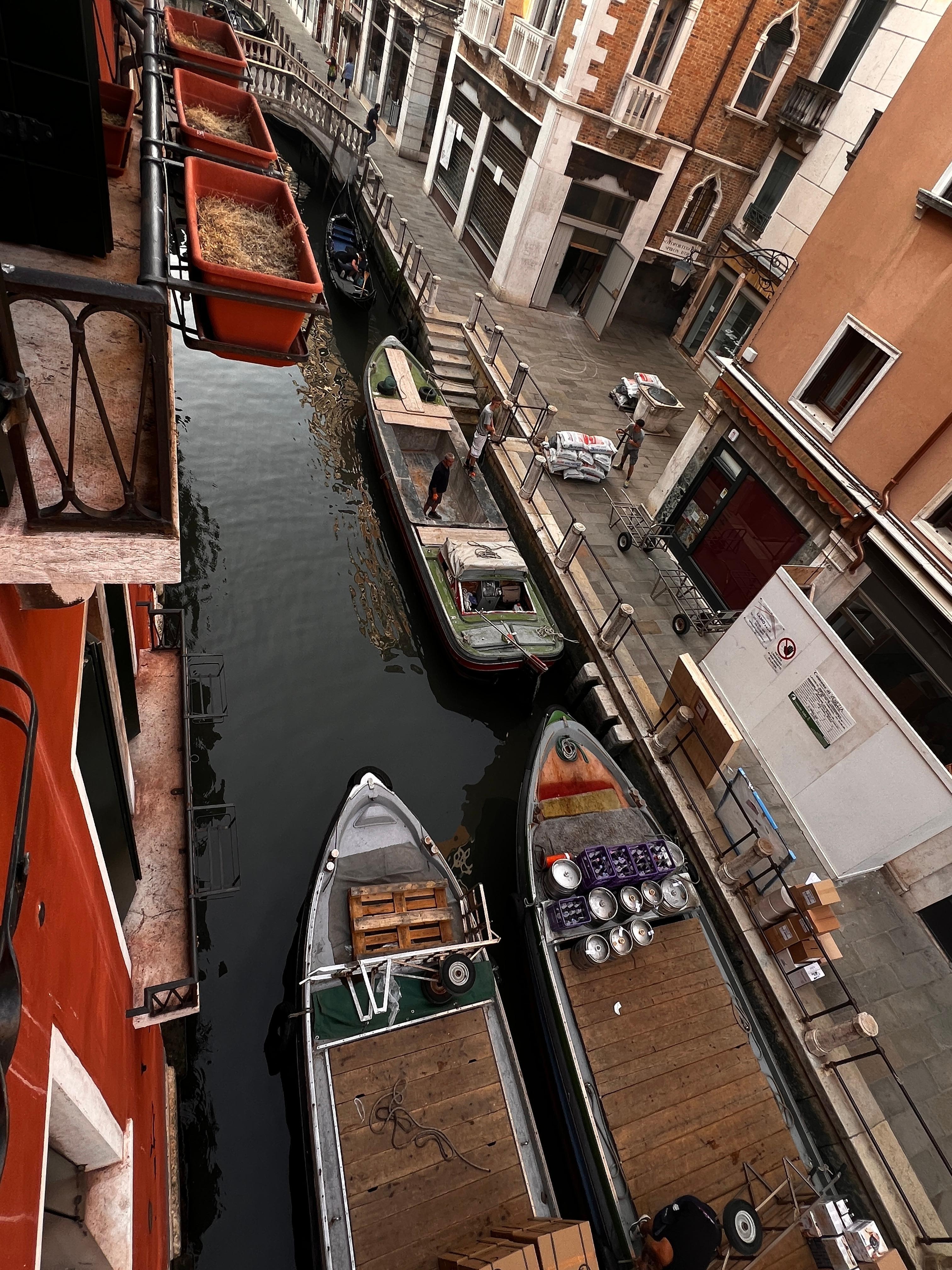 View outside my room. This was early morning before the gondolas started. Deliveries to shops, restaurants and hotels.