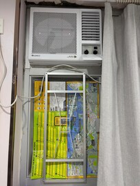 Our fix for the window to block the light (but we forgot the map one day, lol)