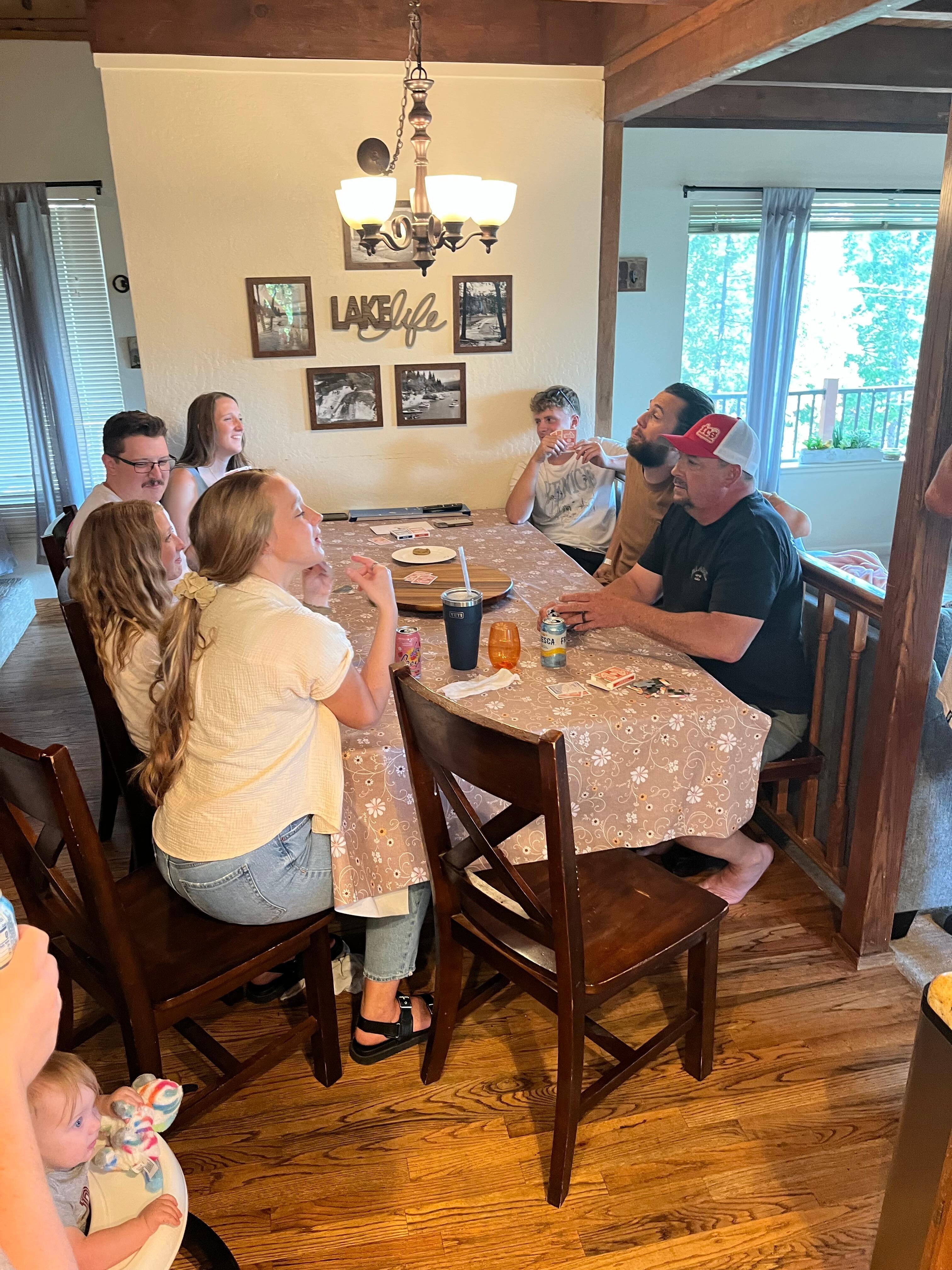 Game time at the table.
