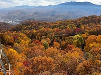 Fall foliage view of the smoky mountains from the tram