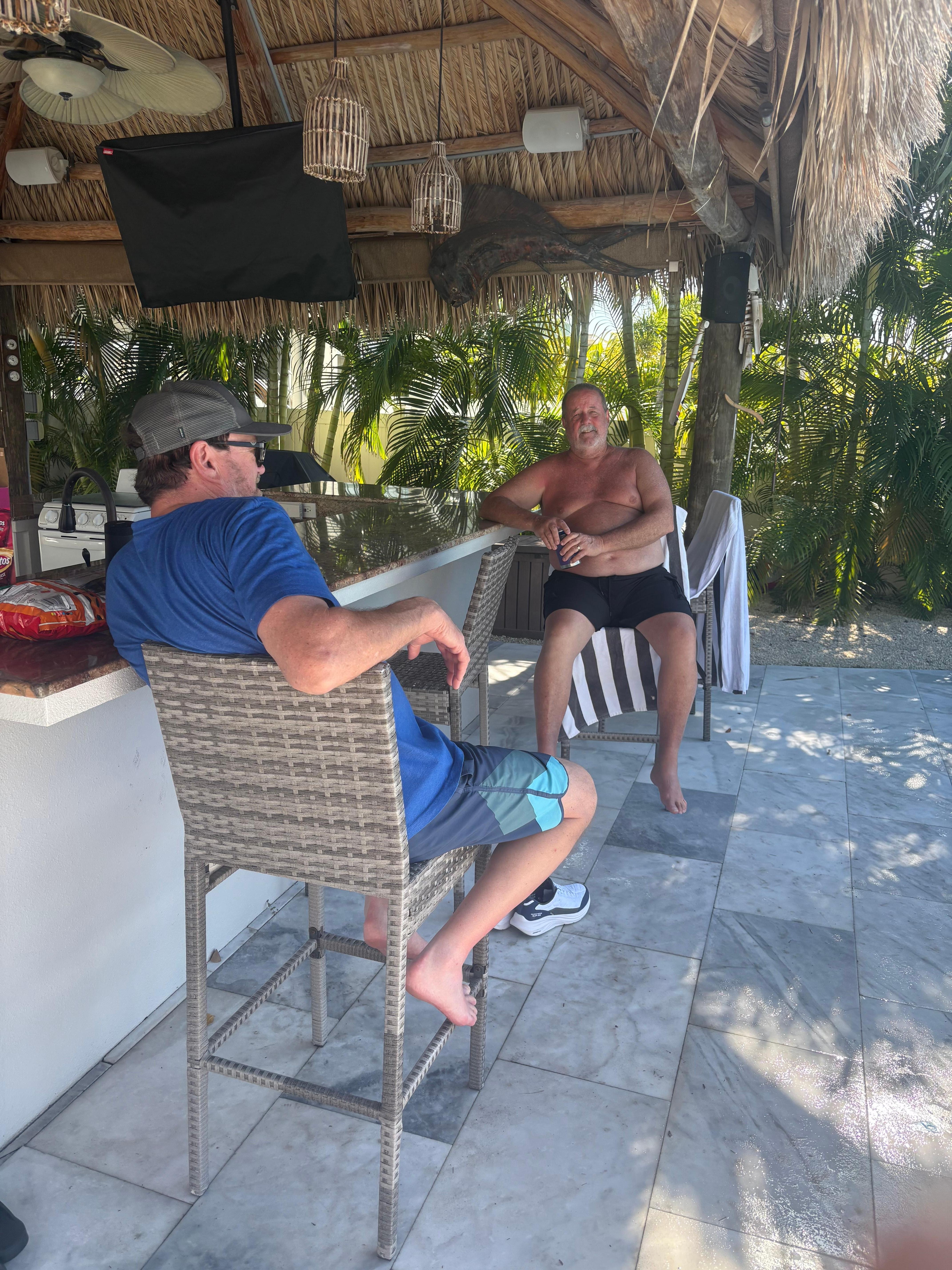 Hanging in Tiki Hut by the pool