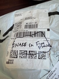 Warning on a package in the foyer