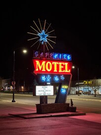 Motel sign at night
