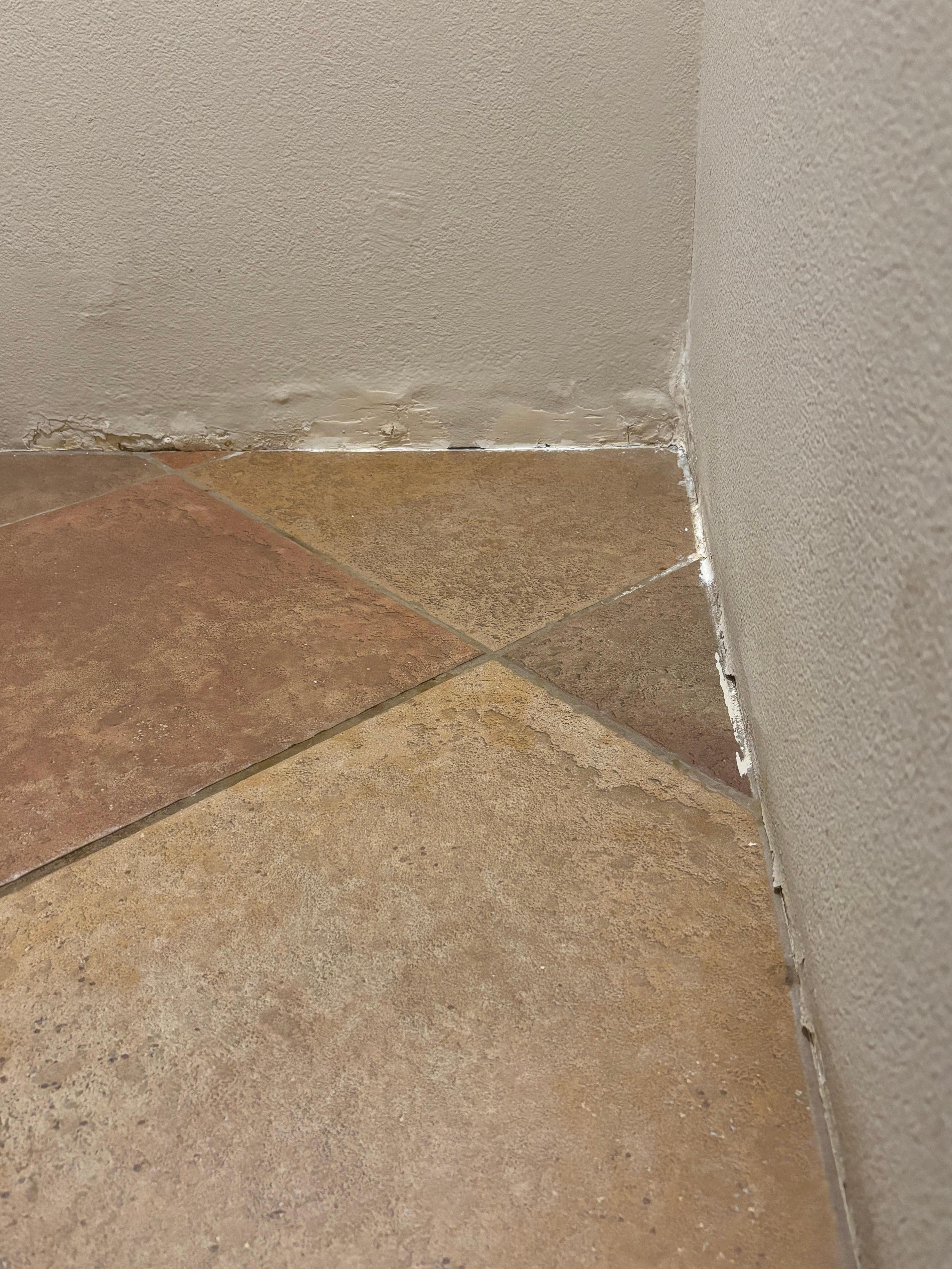 Covered up Water damage in the bathroom 