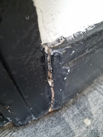 Paint work of skirting at door frame