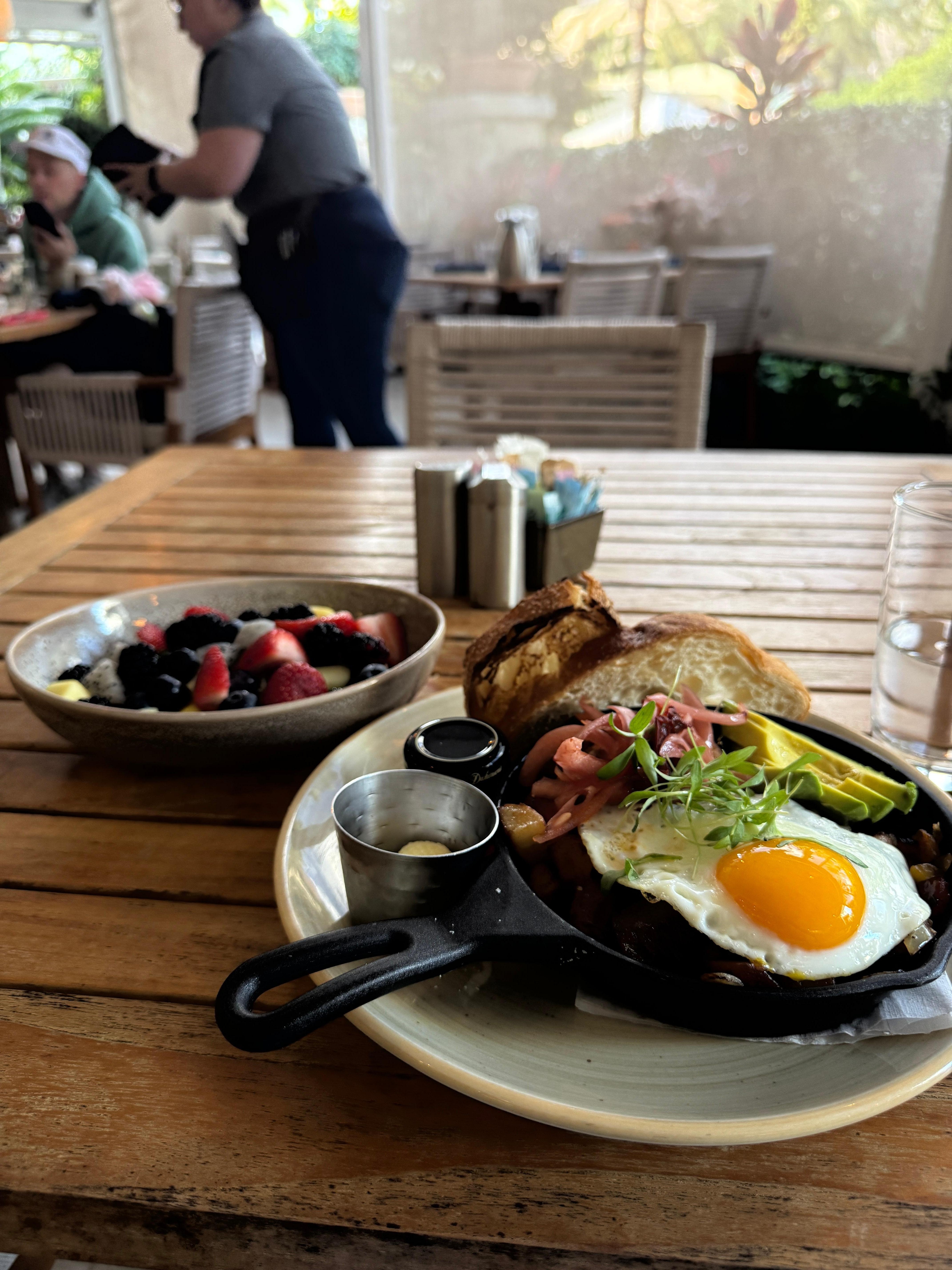 Short Rib Hash & fruit bowl 