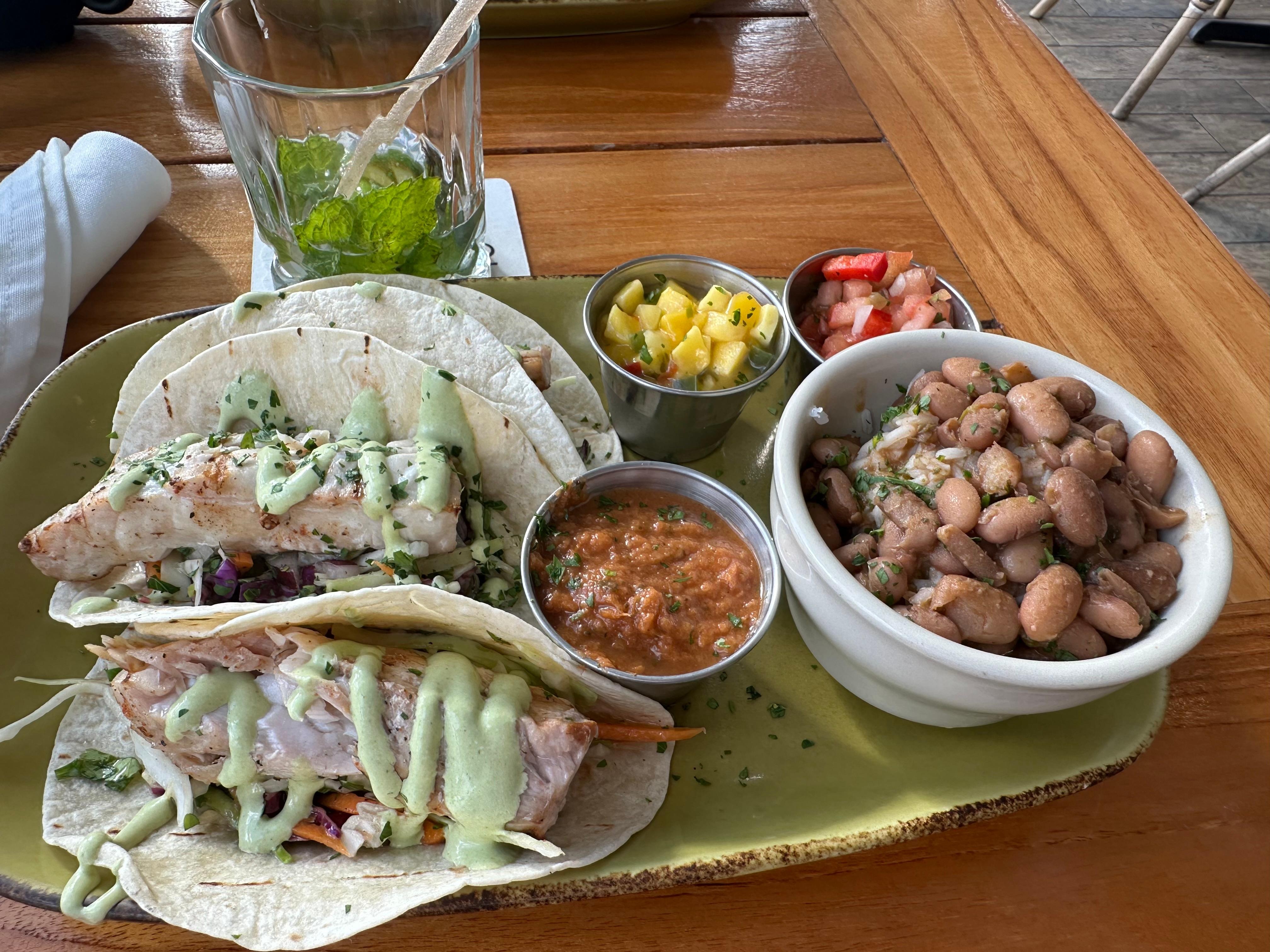 Fish tacos at Yellow Fin
