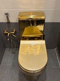 Golden toilet at the hotel