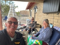 On the deck br the pool