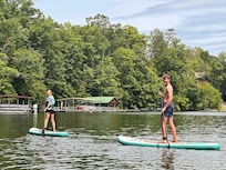 Paddleboarding the Lake, this area of the Lake is very peaceful and quiet.