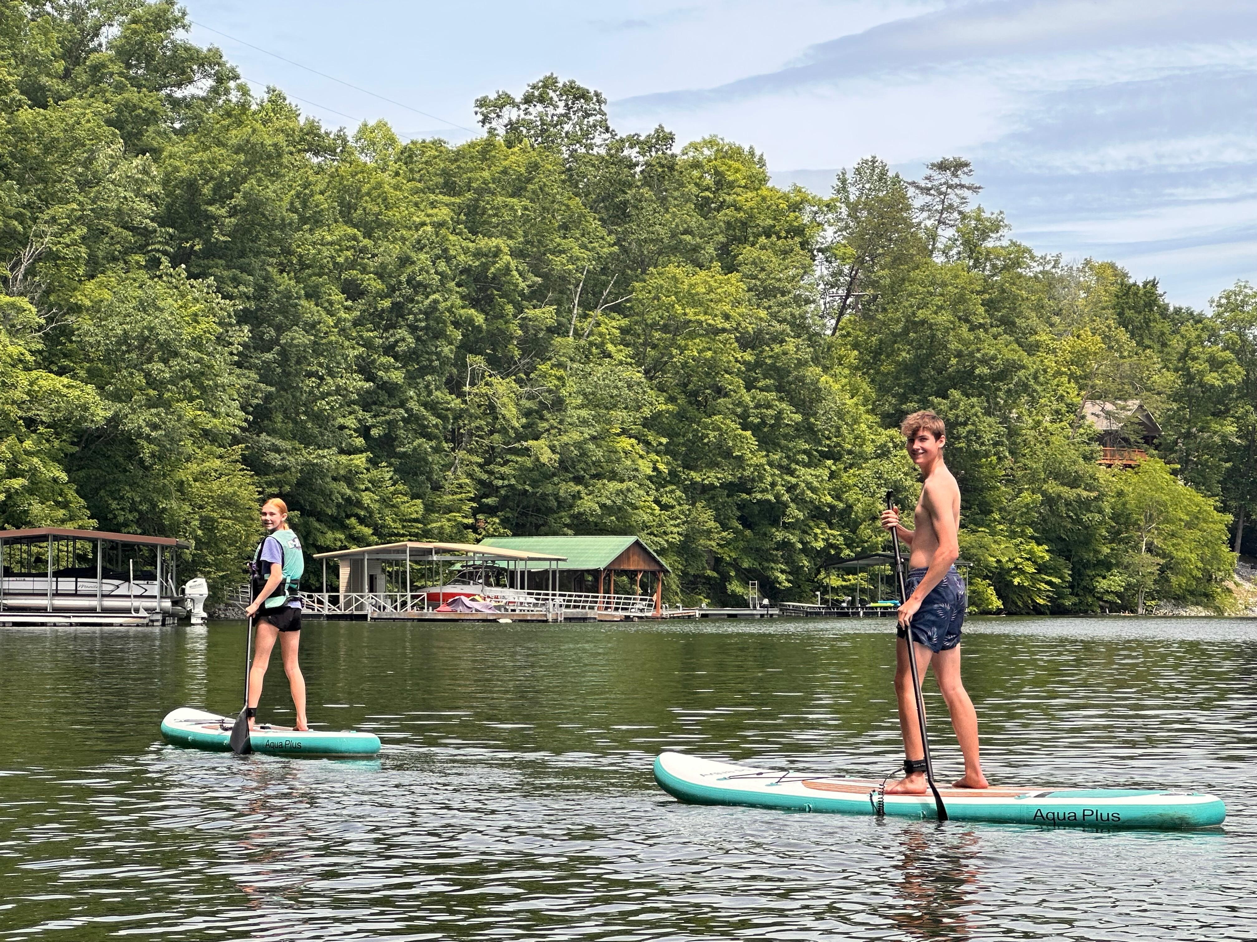 Paddleboarding the Lake, this area of the Lake is very peaceful and quiet.