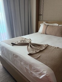Each day our room attendant left a different design on the decorative skirt