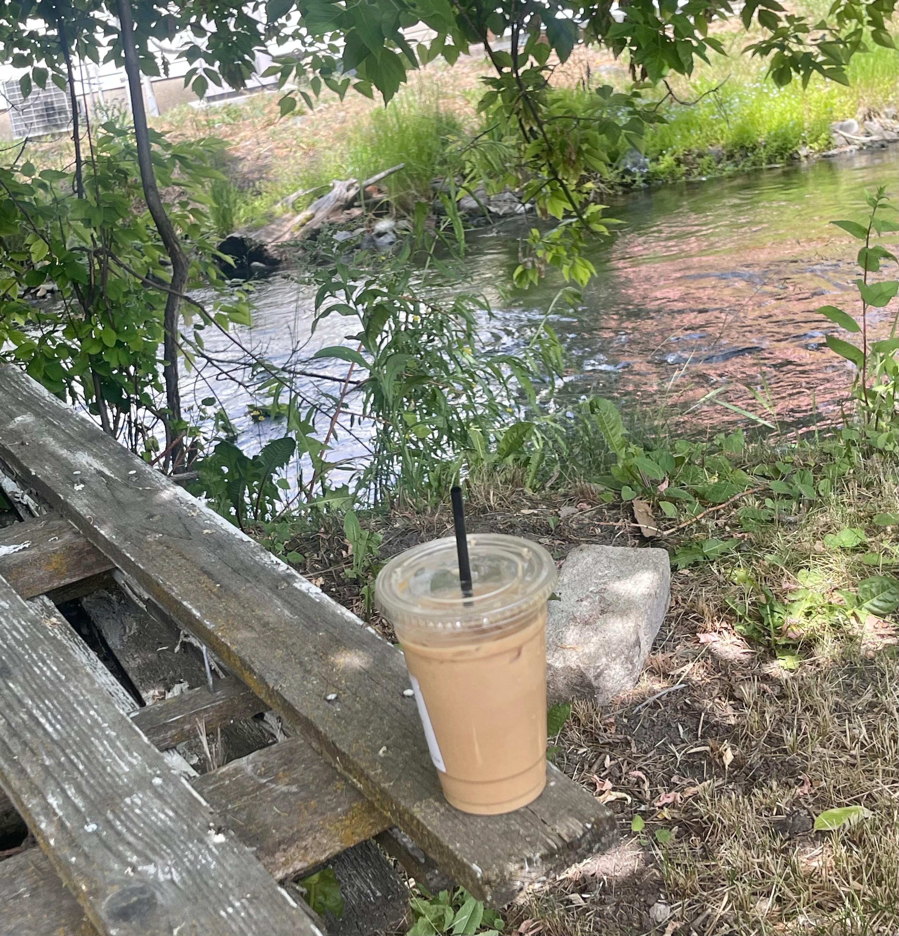 Relaxing in backyard