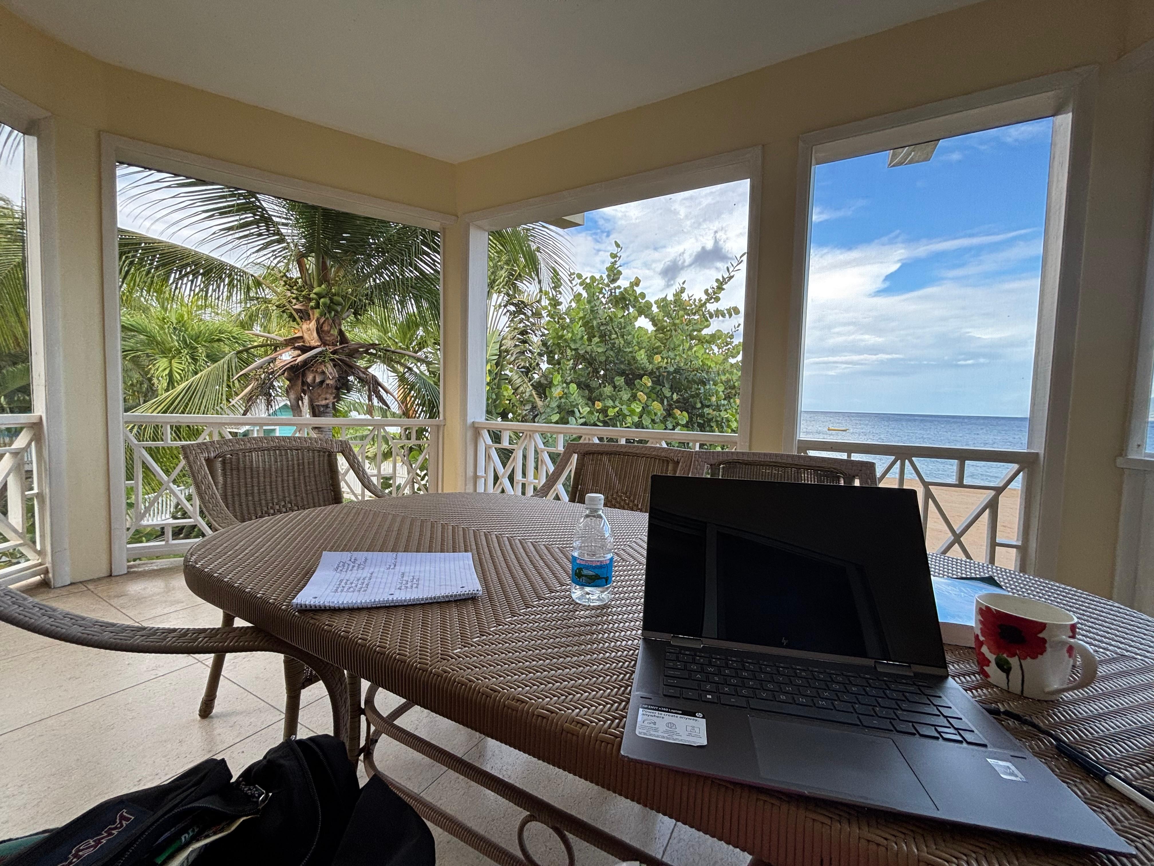 On the screened in lanai