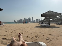 View on the beach over to West Bay