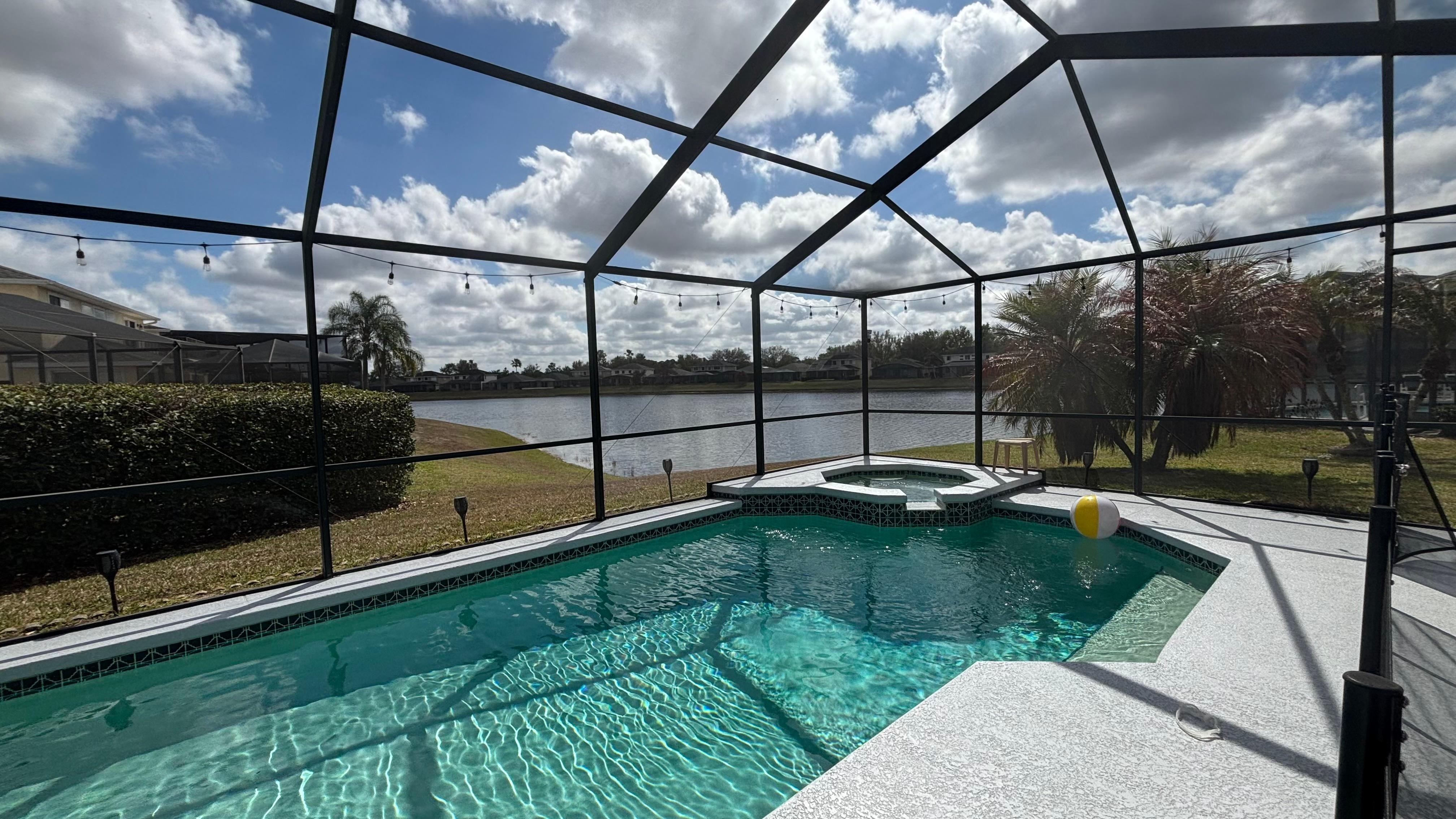 View of the pool and lake