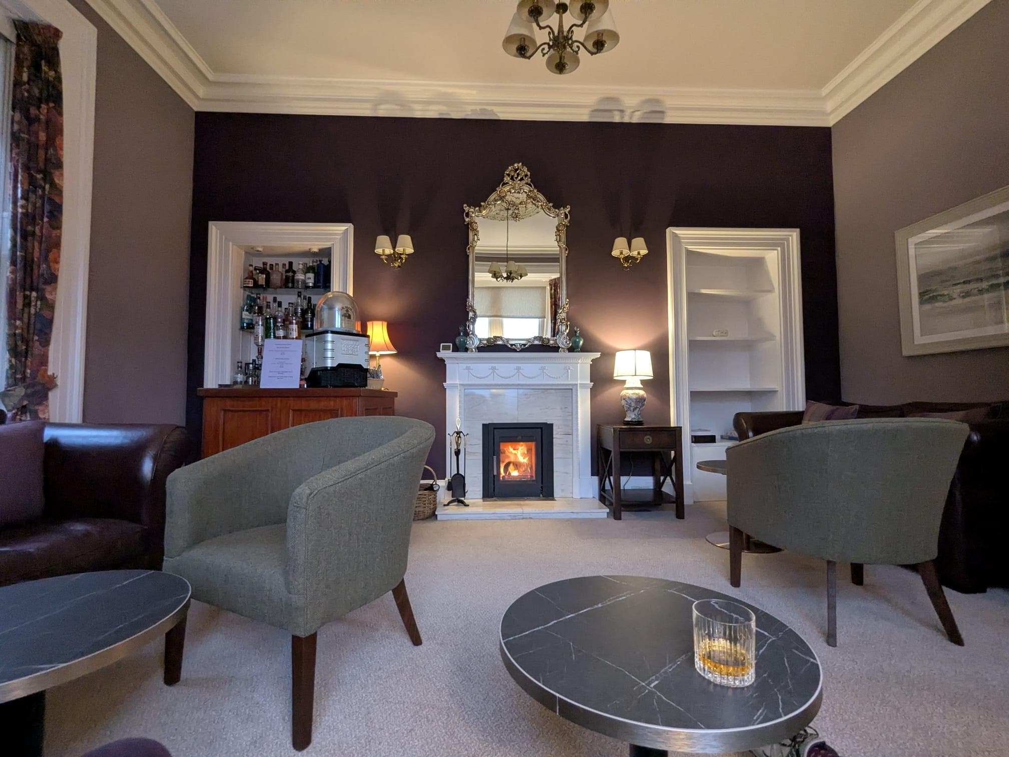 Lounge with wood-burning fire