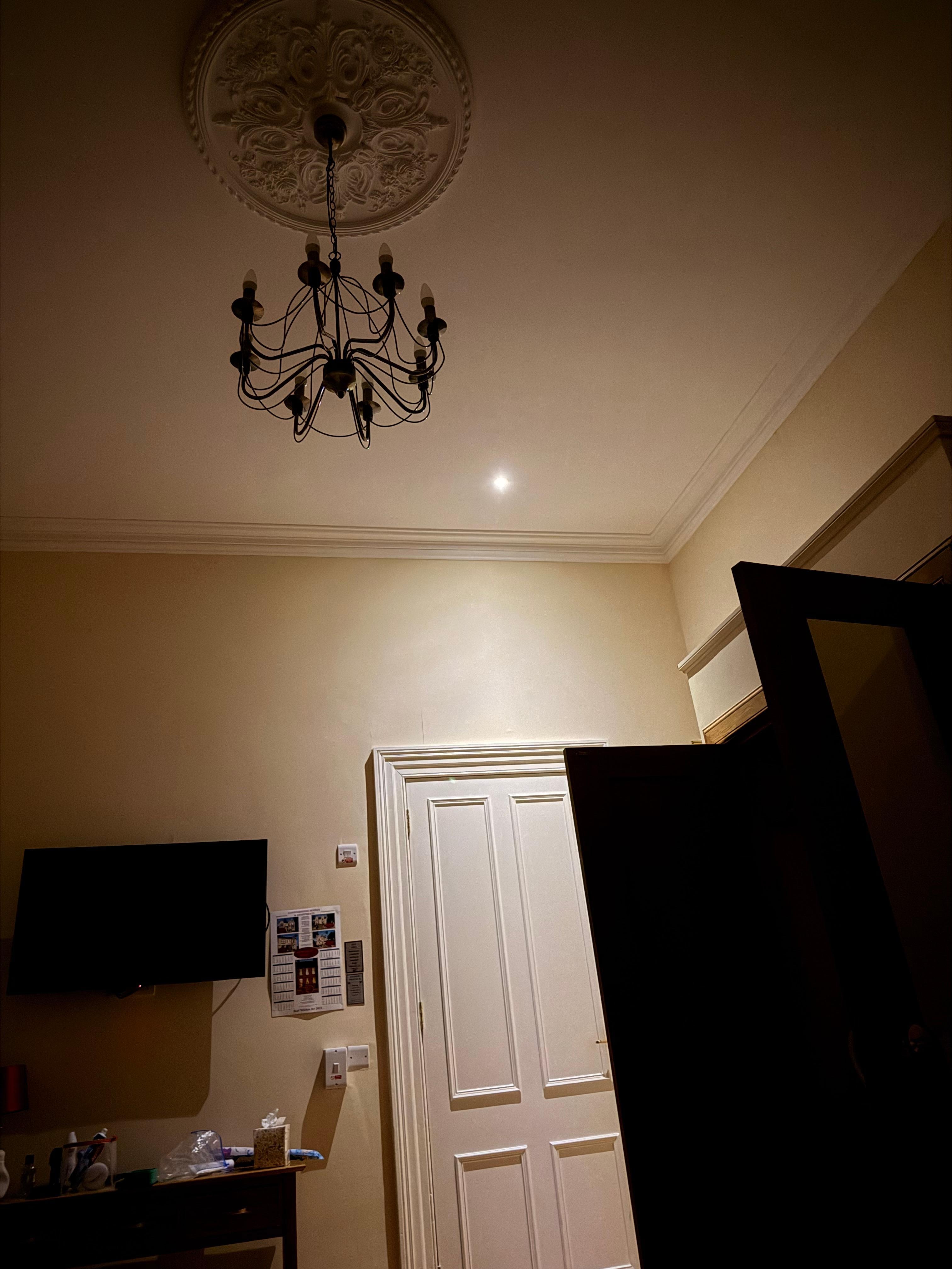 This was the ceiling light flashing on and off all night long. As you can see it’s extremely bright. 
