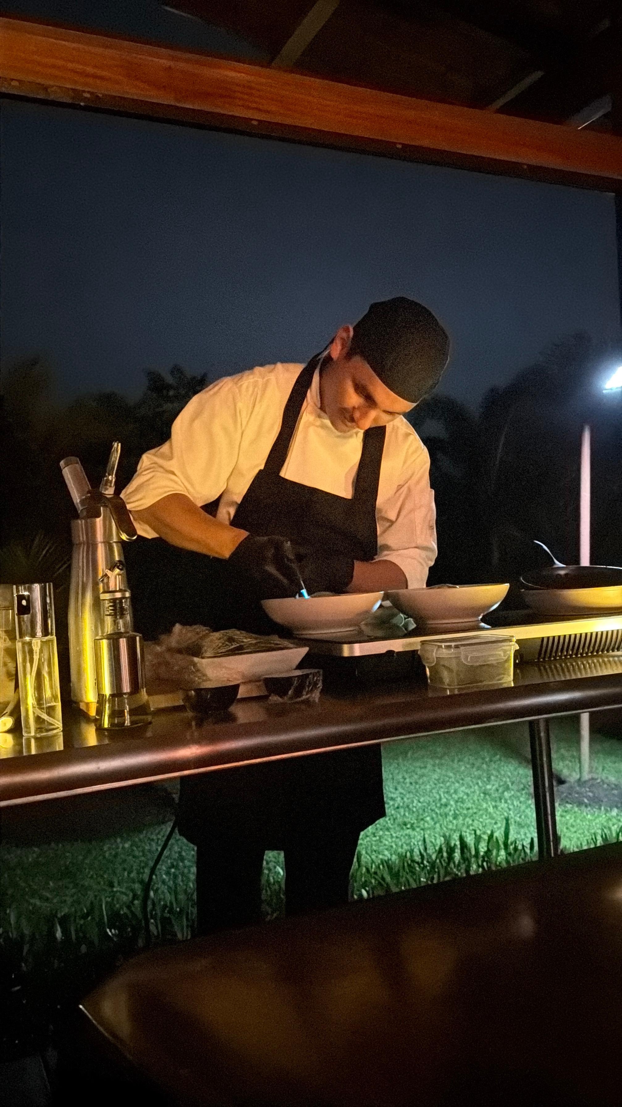 Chef Delwel preparing our amazing feast