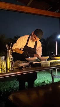 Chef Delwel preparing our amazing feast