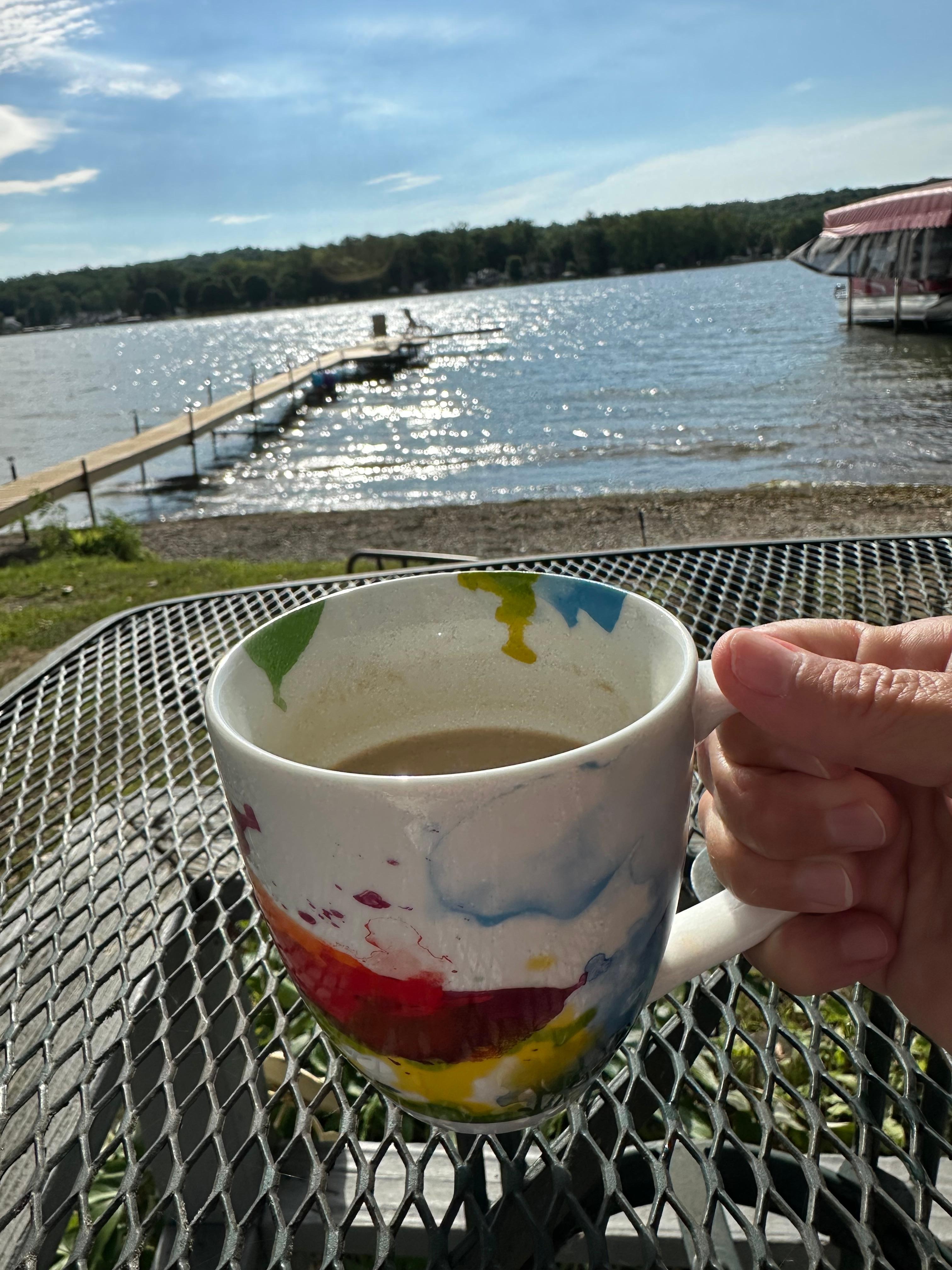 Coffee by the water.