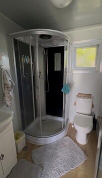 Clean and tidy shower bathroom area