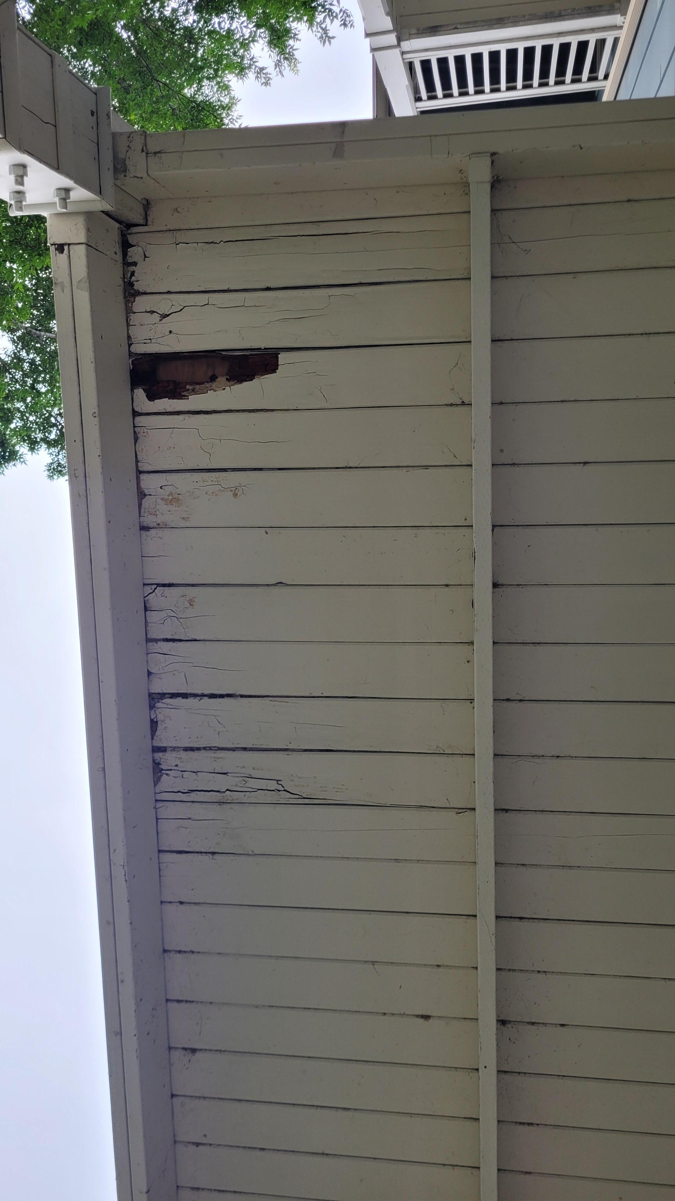 looking up to the ceiling from the porch