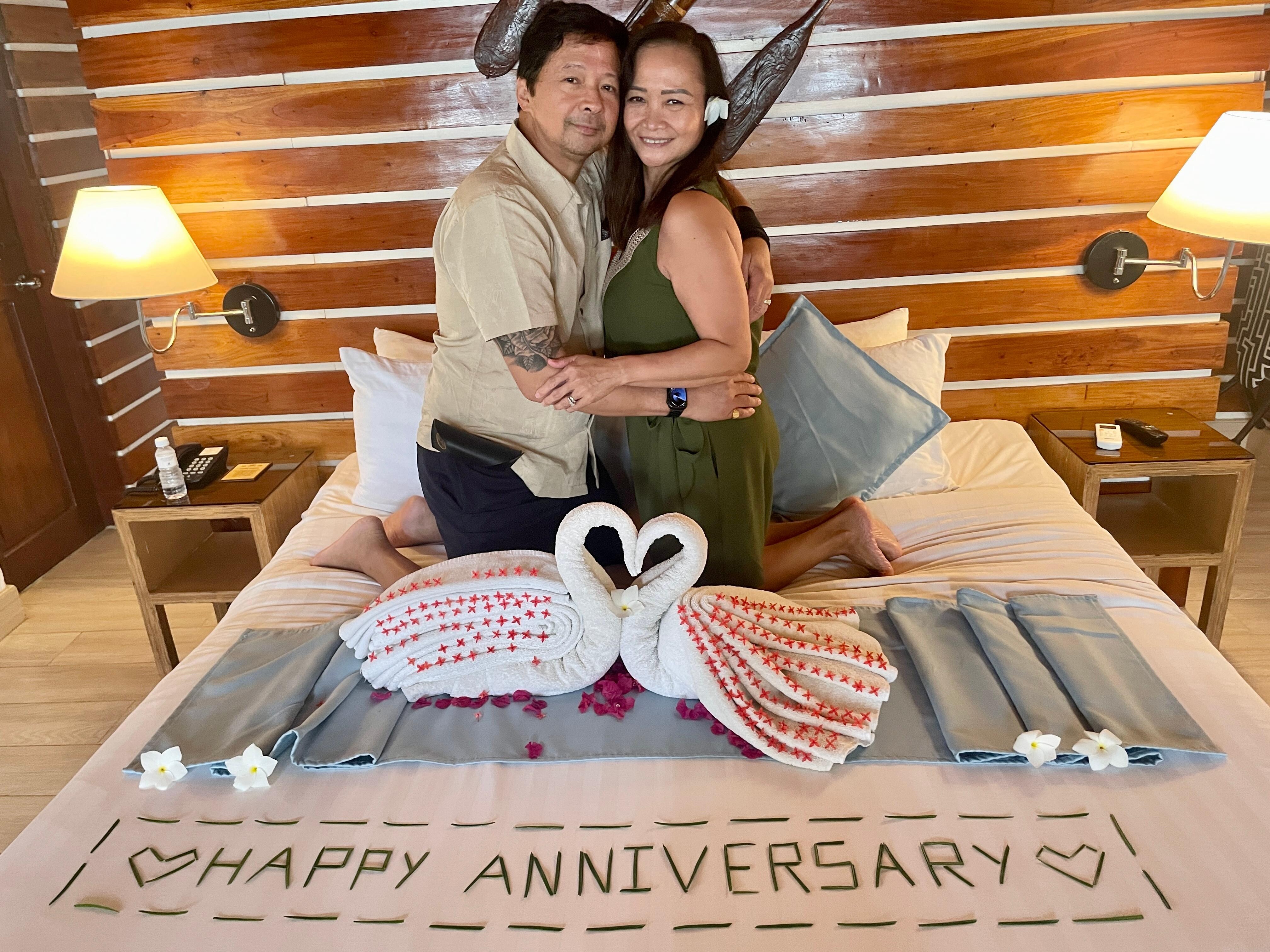 We celebrated our anniversary and we were welcomed with this, so sweet, thank you so much!