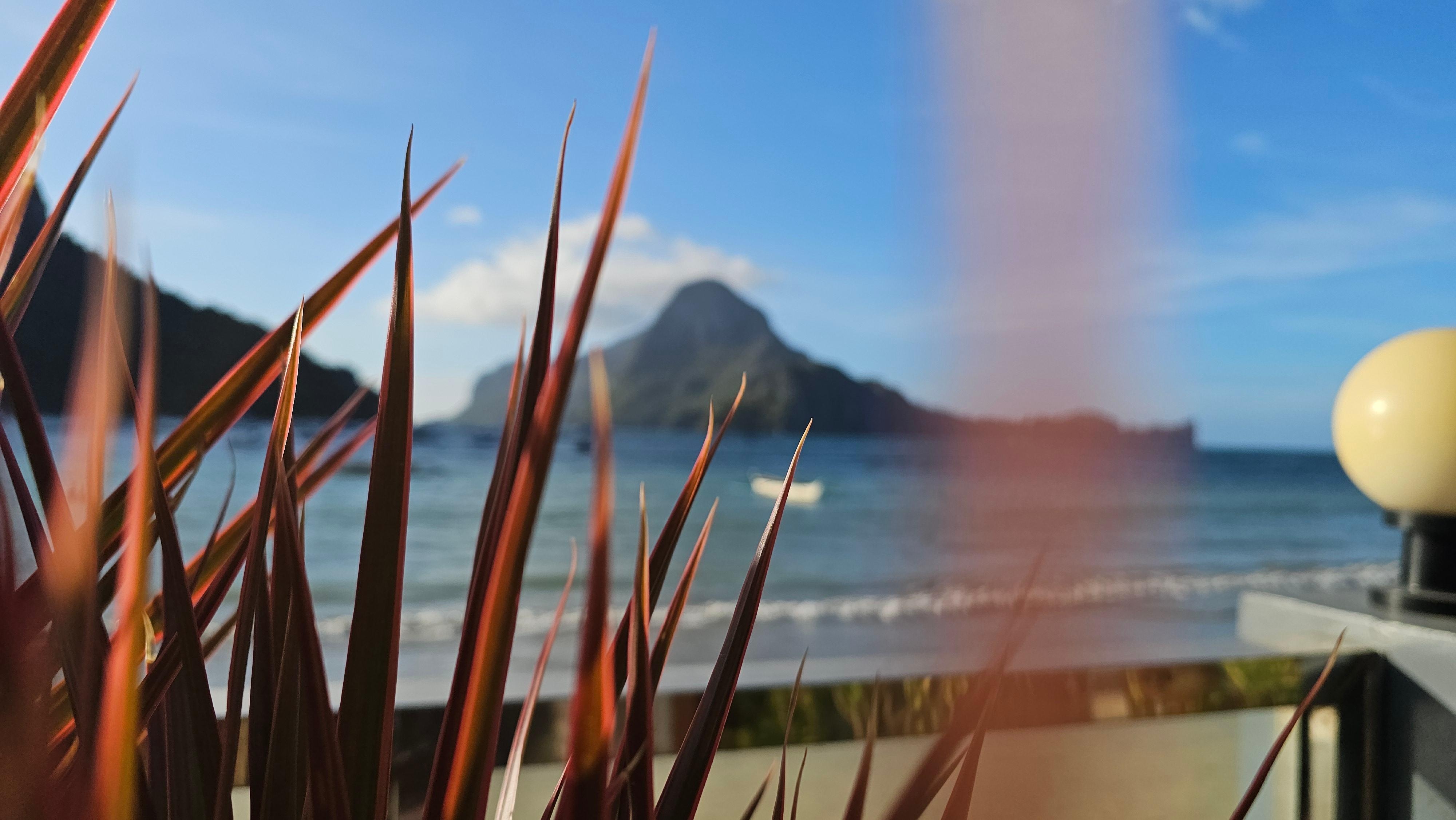 Beach front view outside the hotel..