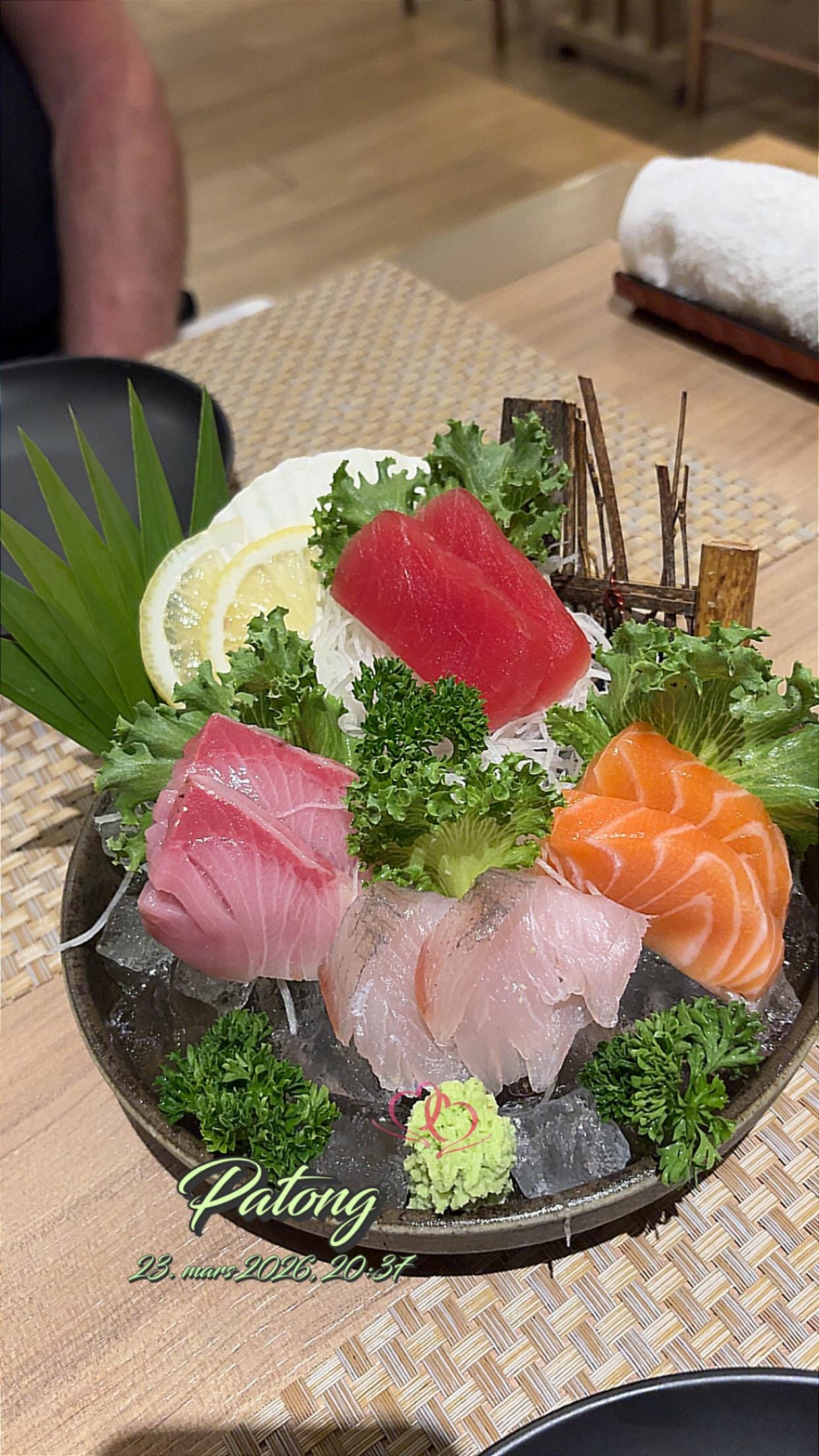 Nydelig mat på hotellets japanske restaurant 