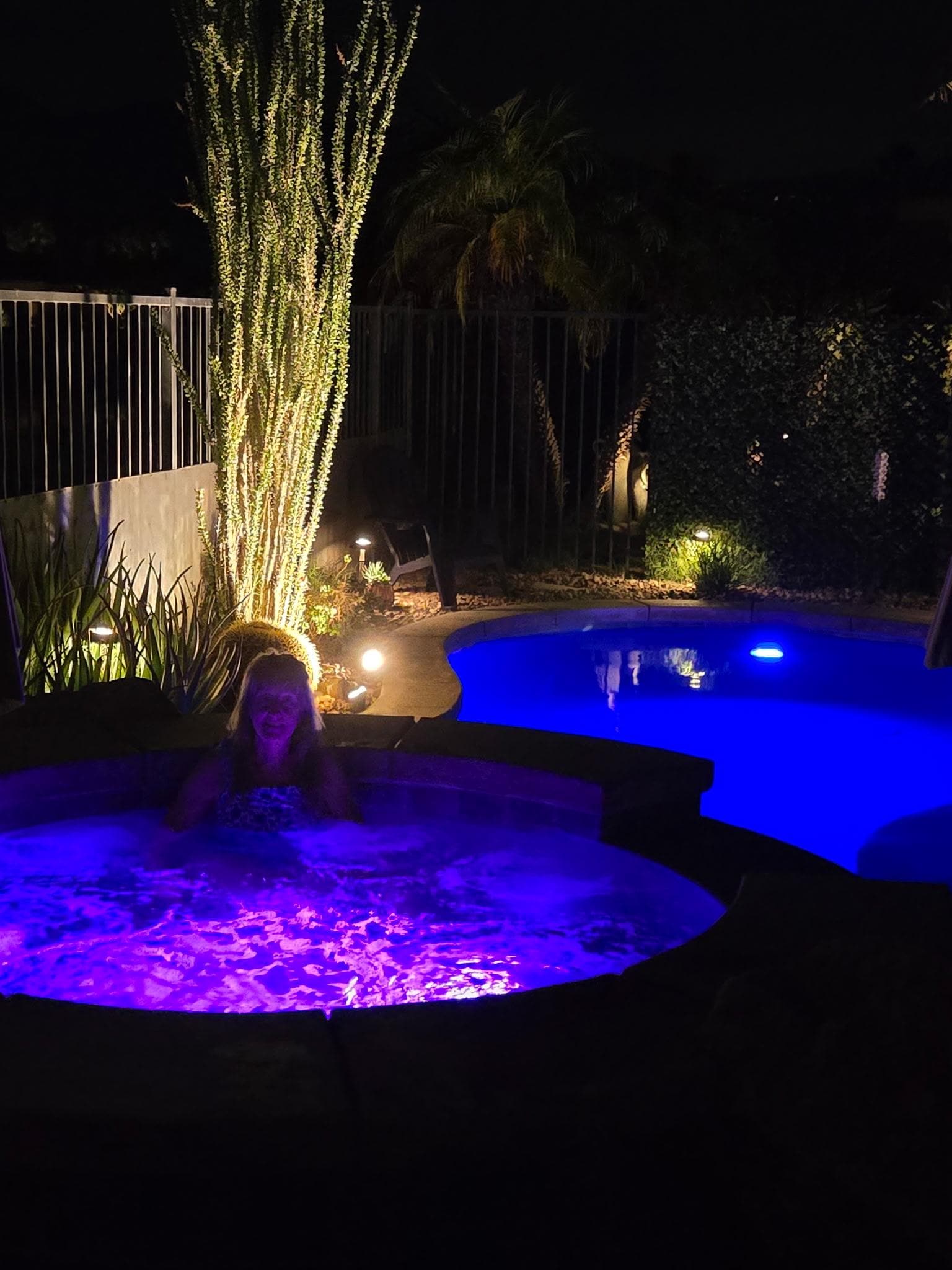 Ahhh, wonderfully hot spa with powerful jets and lots of seating room - so fun to relax and look up at the stars!