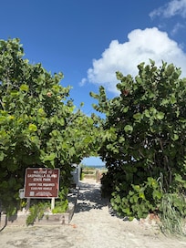 Entrance to the state park public beach that is right across the street from the house.