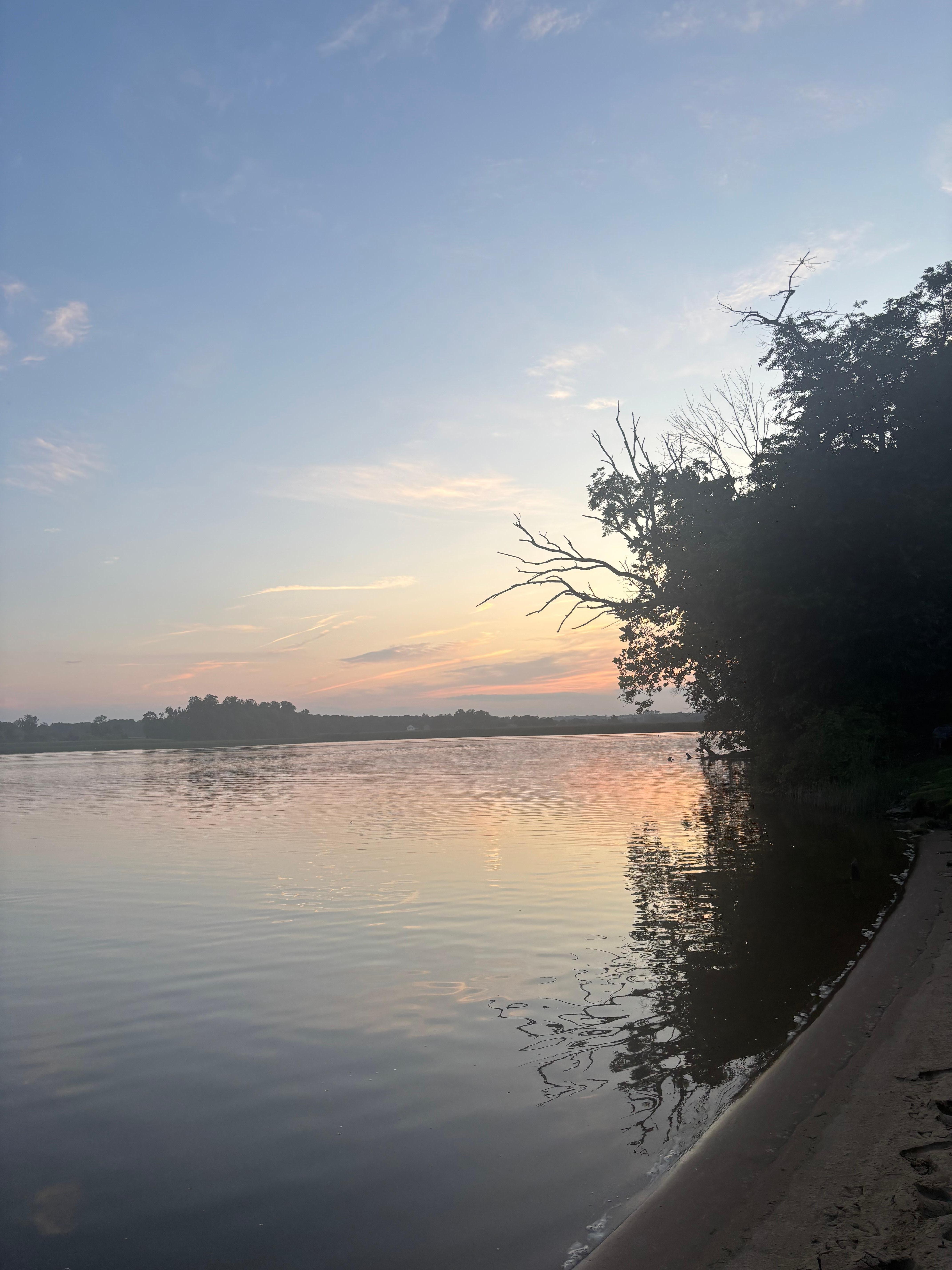 Beautiful lakeside sunset 