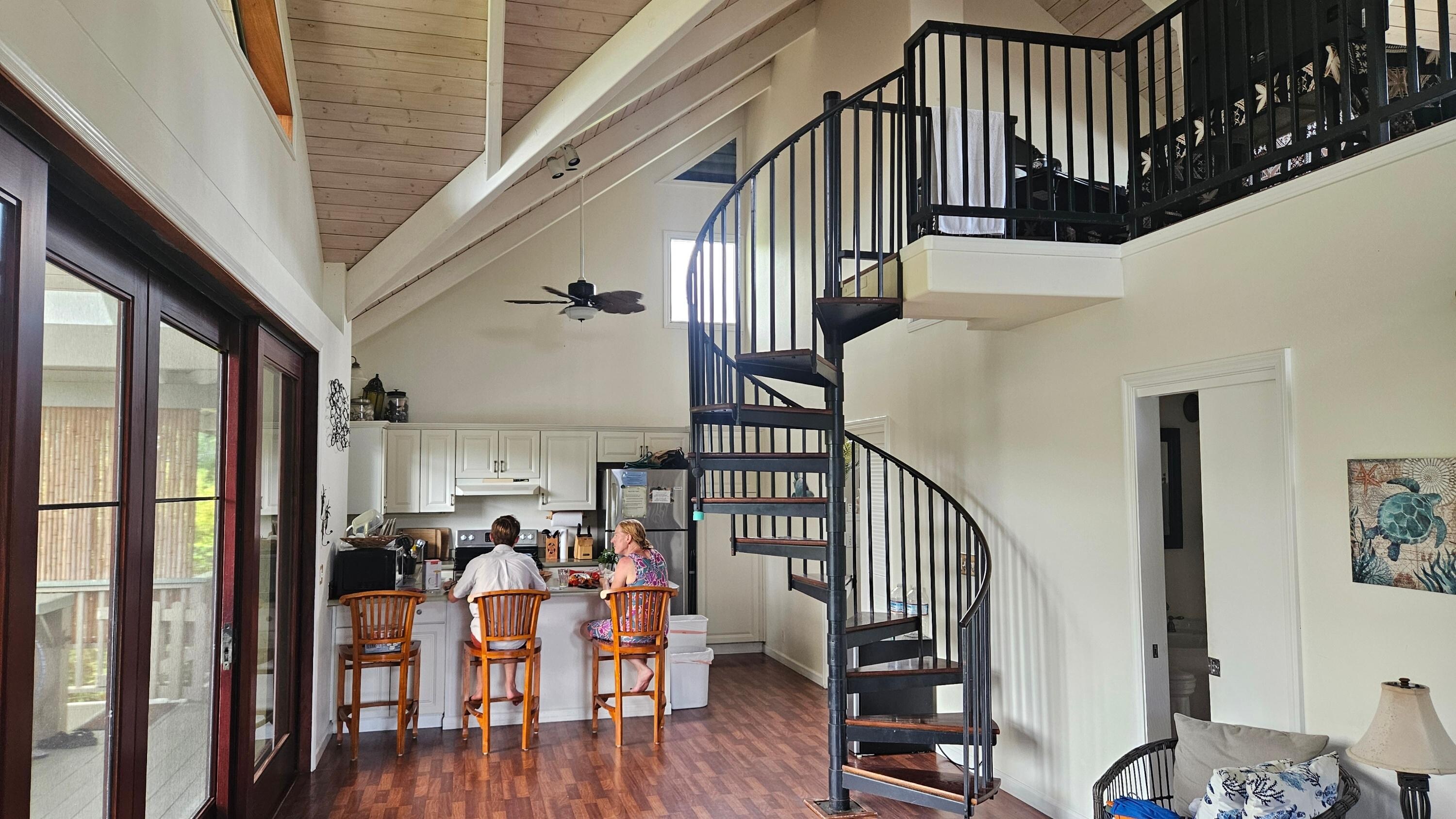 Spiral stairway to loft
