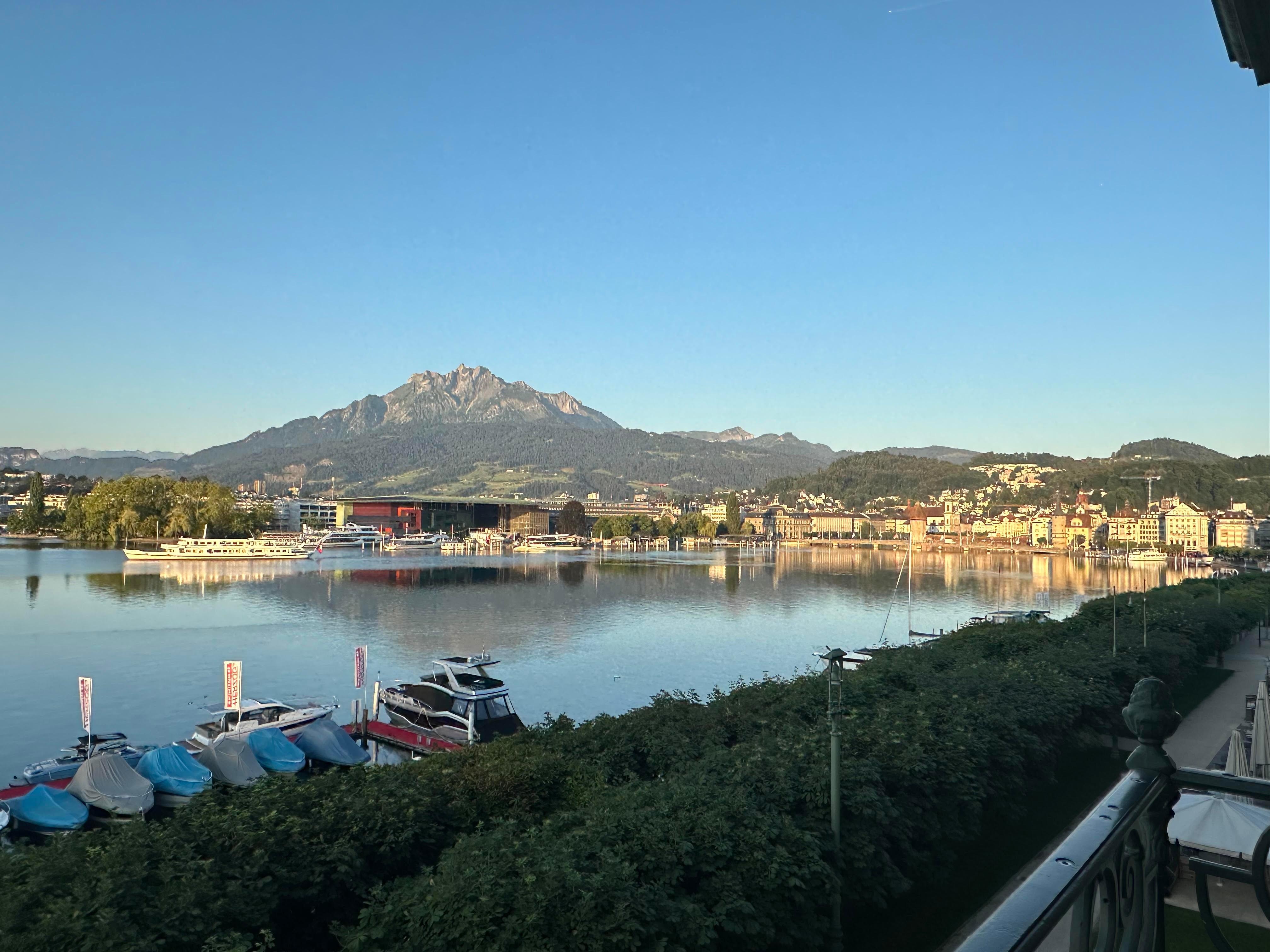 There is no better view to wake up to in the morning than at the Grand National Hotel in Lucerne.