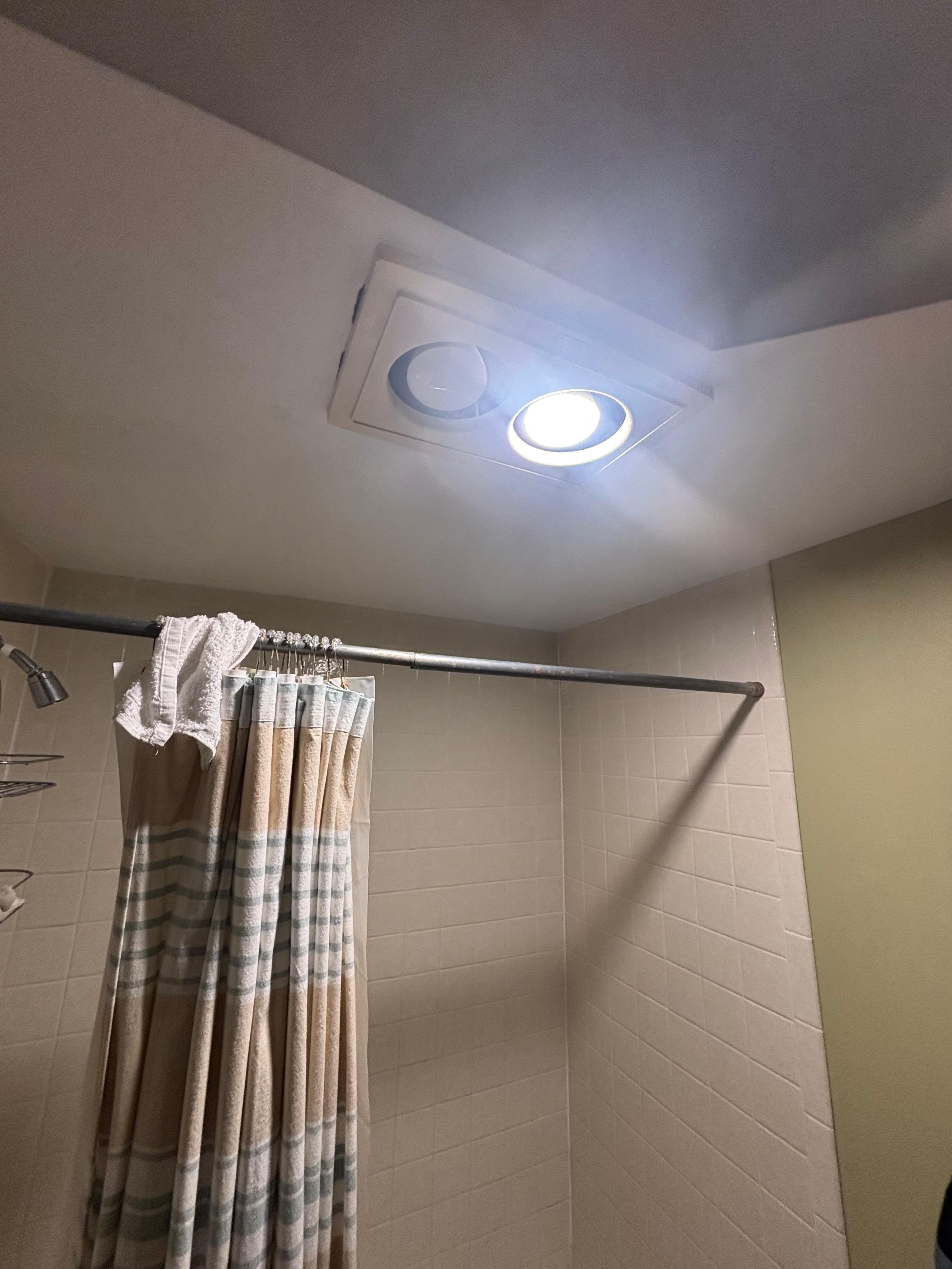 The switch only turns out one of these lamps. This one stays on all the time shining into bedroom