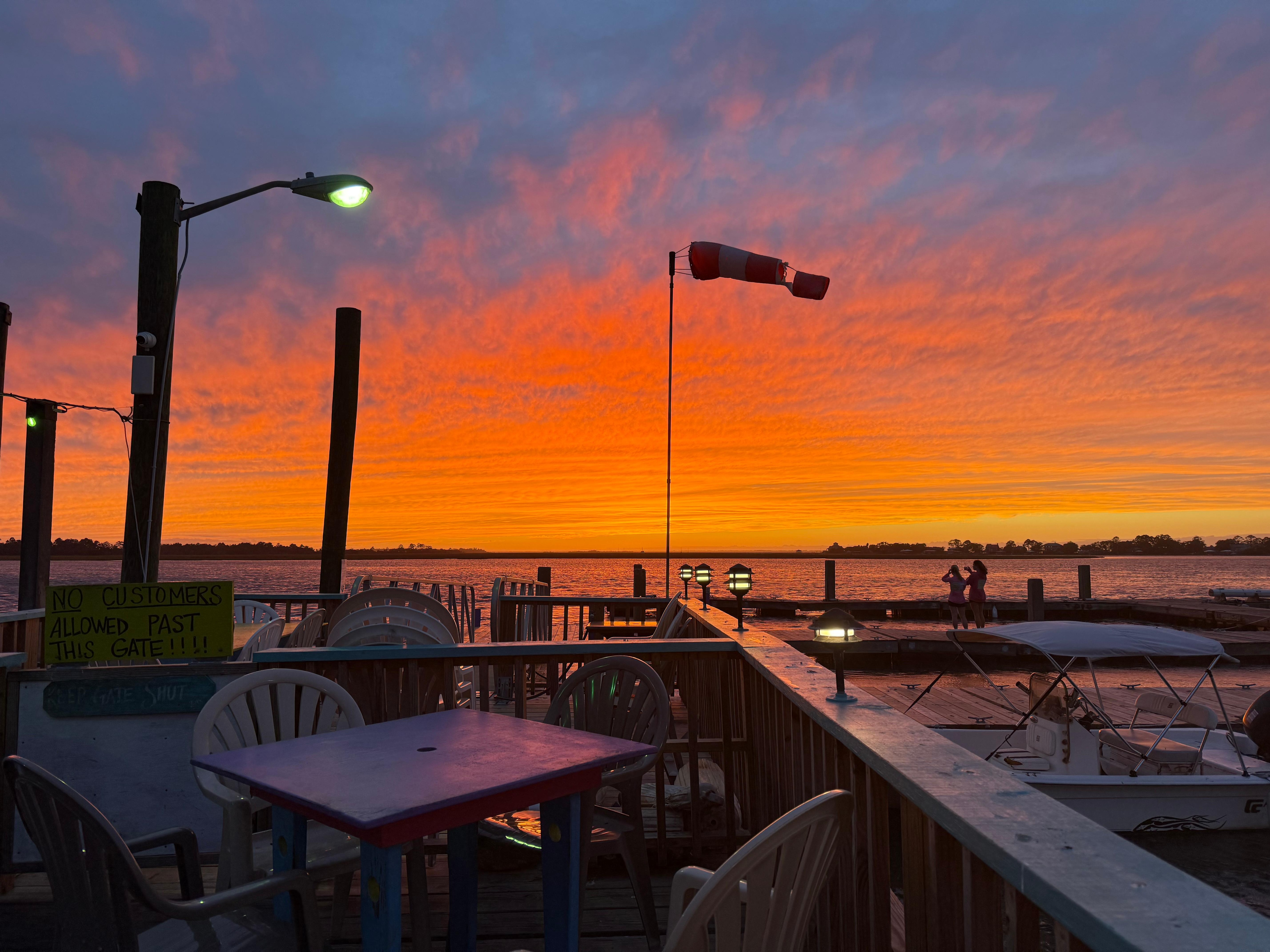 Sunset from outside dining at AJ’s