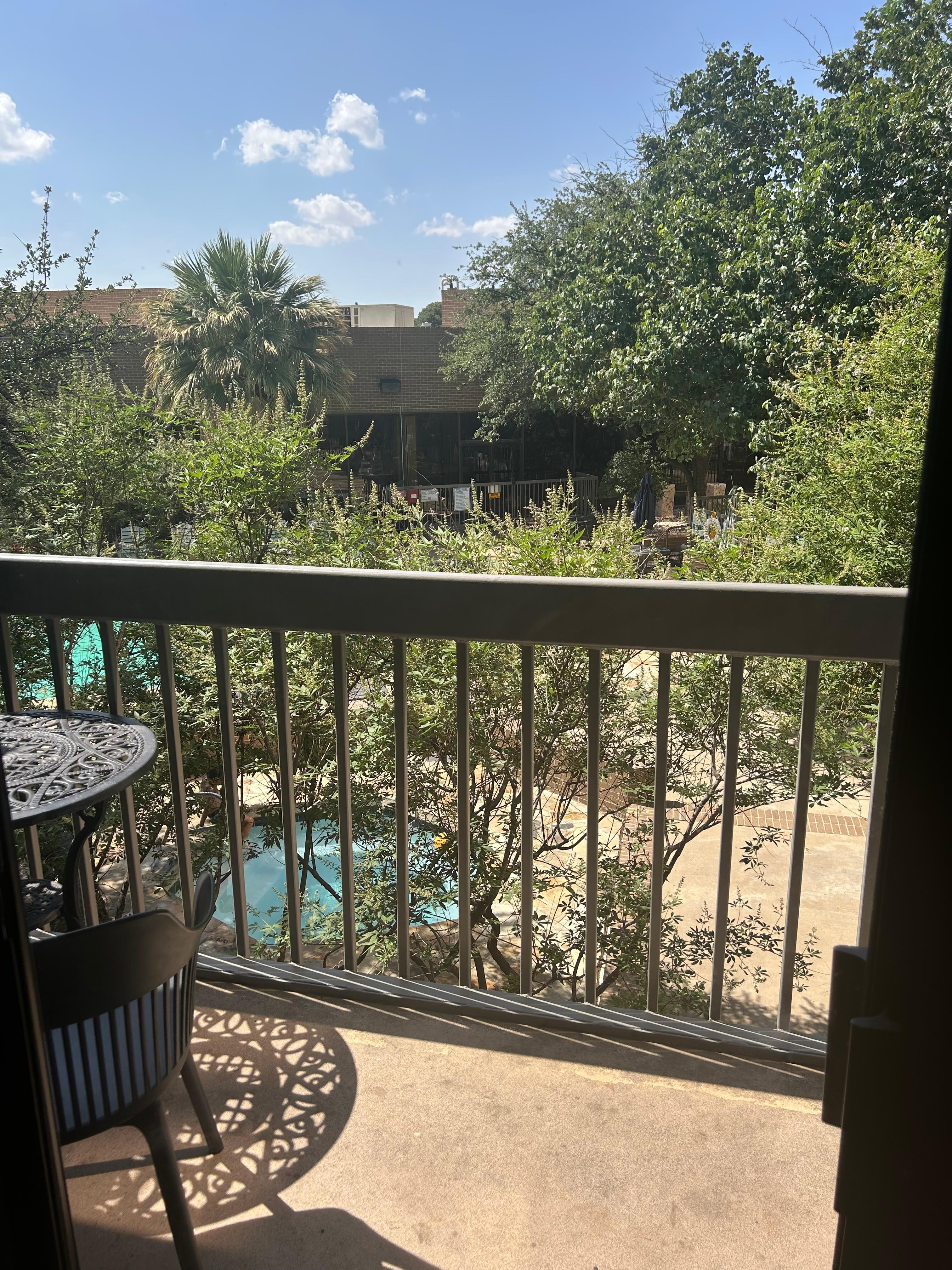 Daytime view from the balcony. 