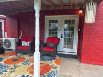 Beautifully decorated porch, our private entrance