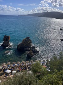 View of the beach from restaurant