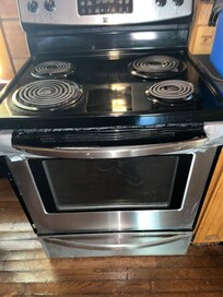 Duct Taped handle on the stove, also going into the stove itself. We couldn't use it in fear of the tape melting or catching on fire.
