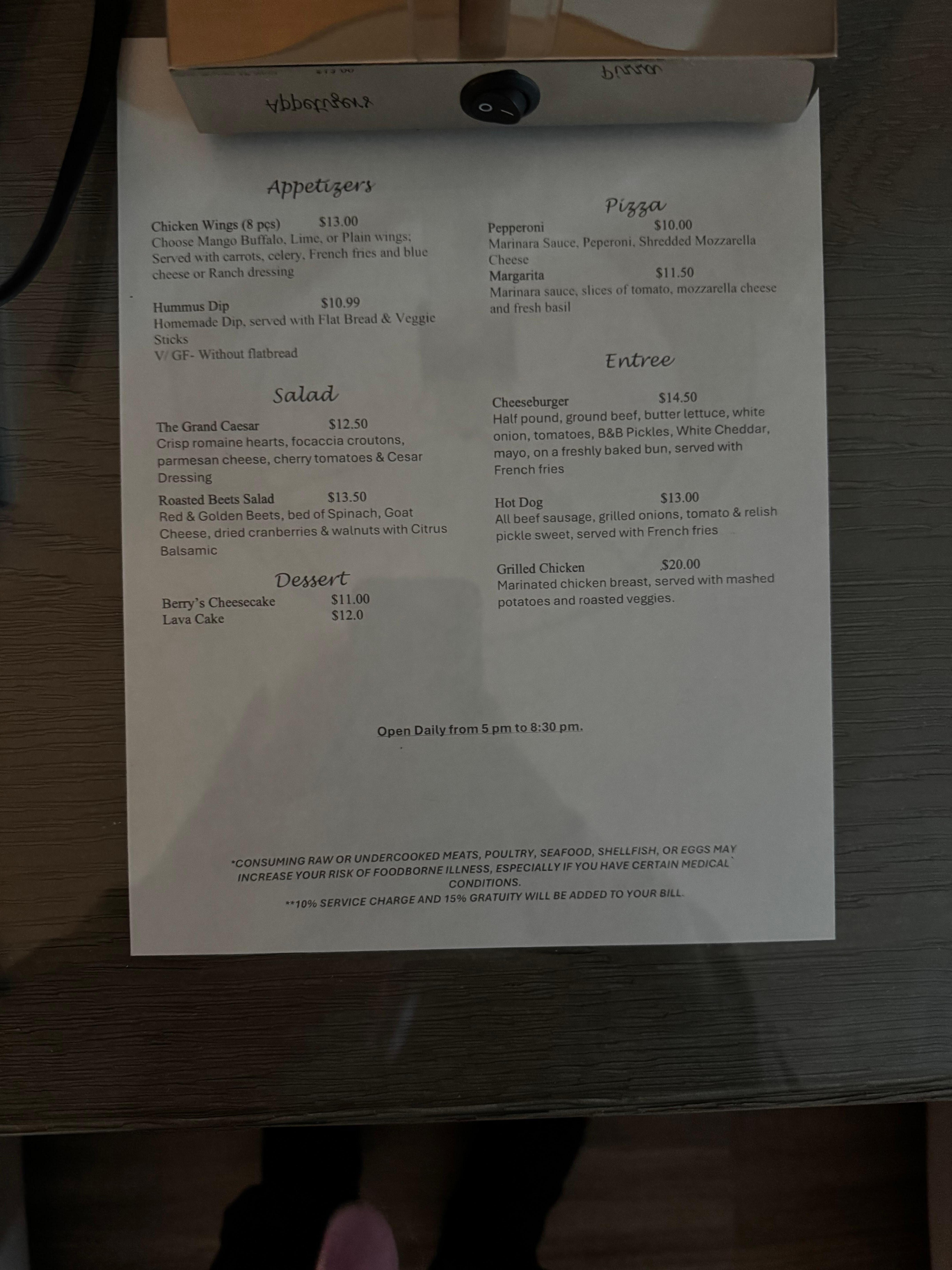 Time listed that room service was available. Called well before 8:30 and told it was closed